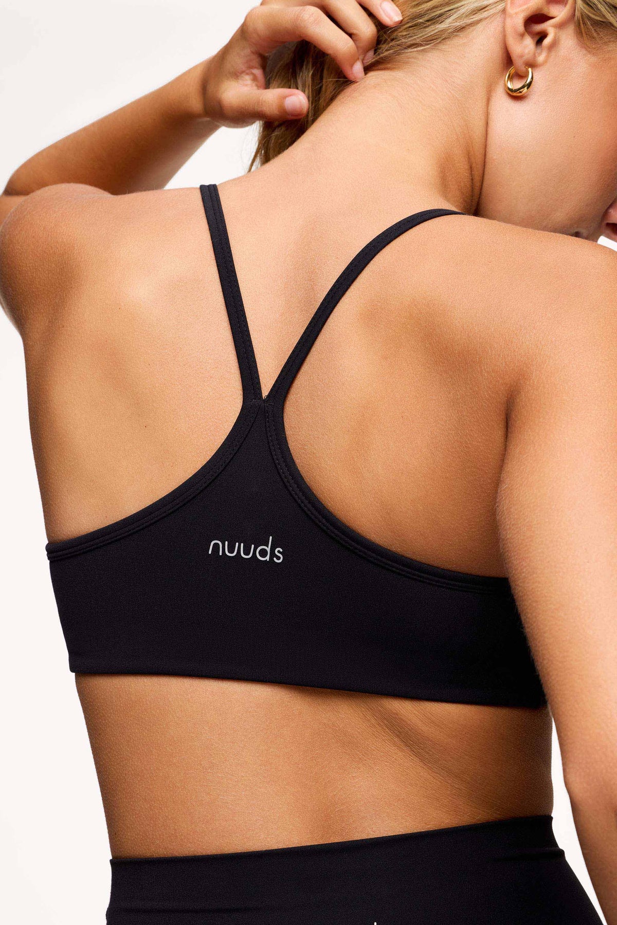 Color:Black | nuuds medium-support sports bra - women’s padded bra with racerback