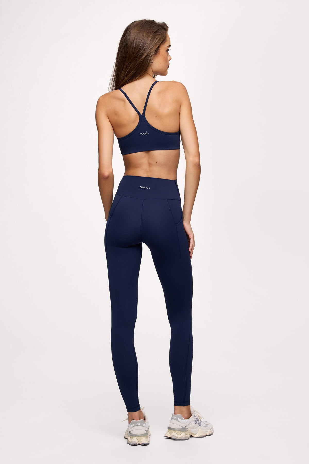 Color:Navy | nuuds medium-support sports bra - women’s padded bra with racerback