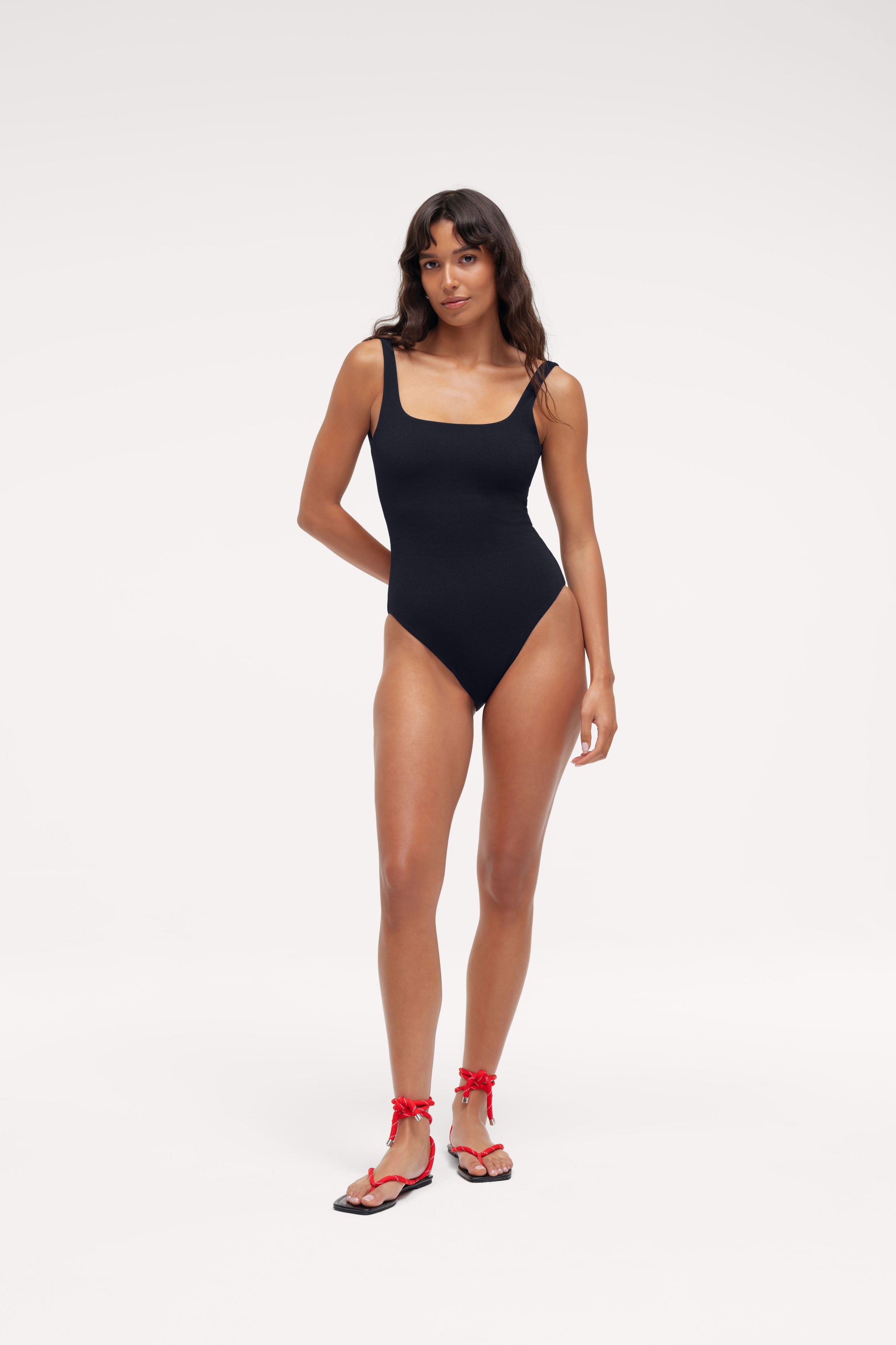 Square Neck One Piece | Crispy Black – nuuds