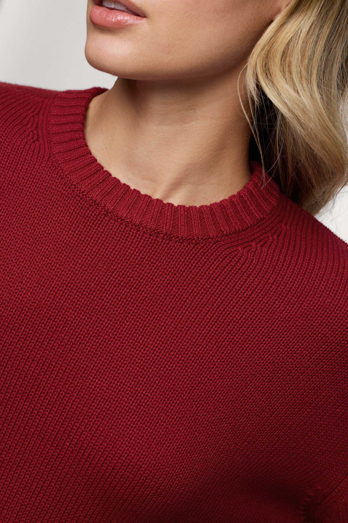 Color:Scarlet | Cotton Crew Sweater