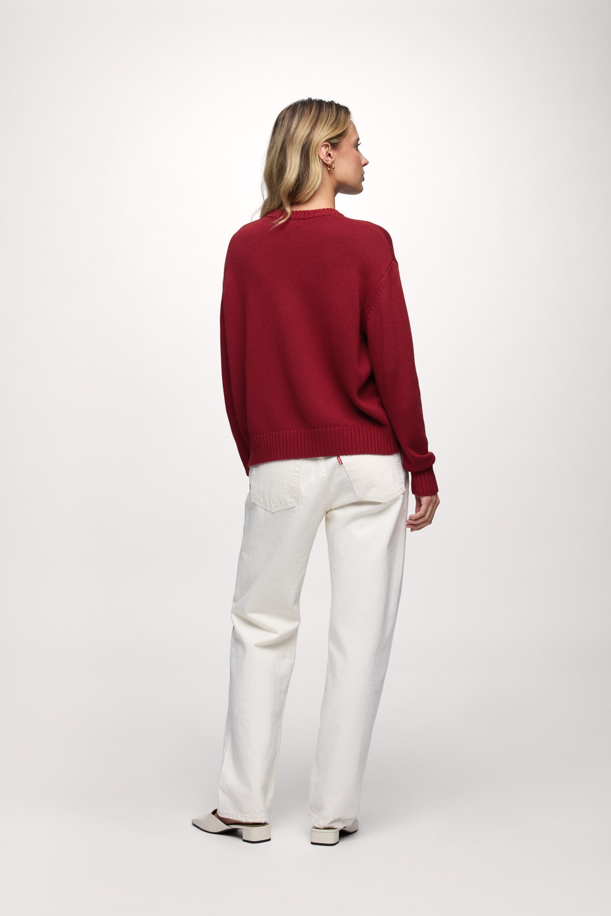 Color:Scarlet | Cotton Crew Sweater