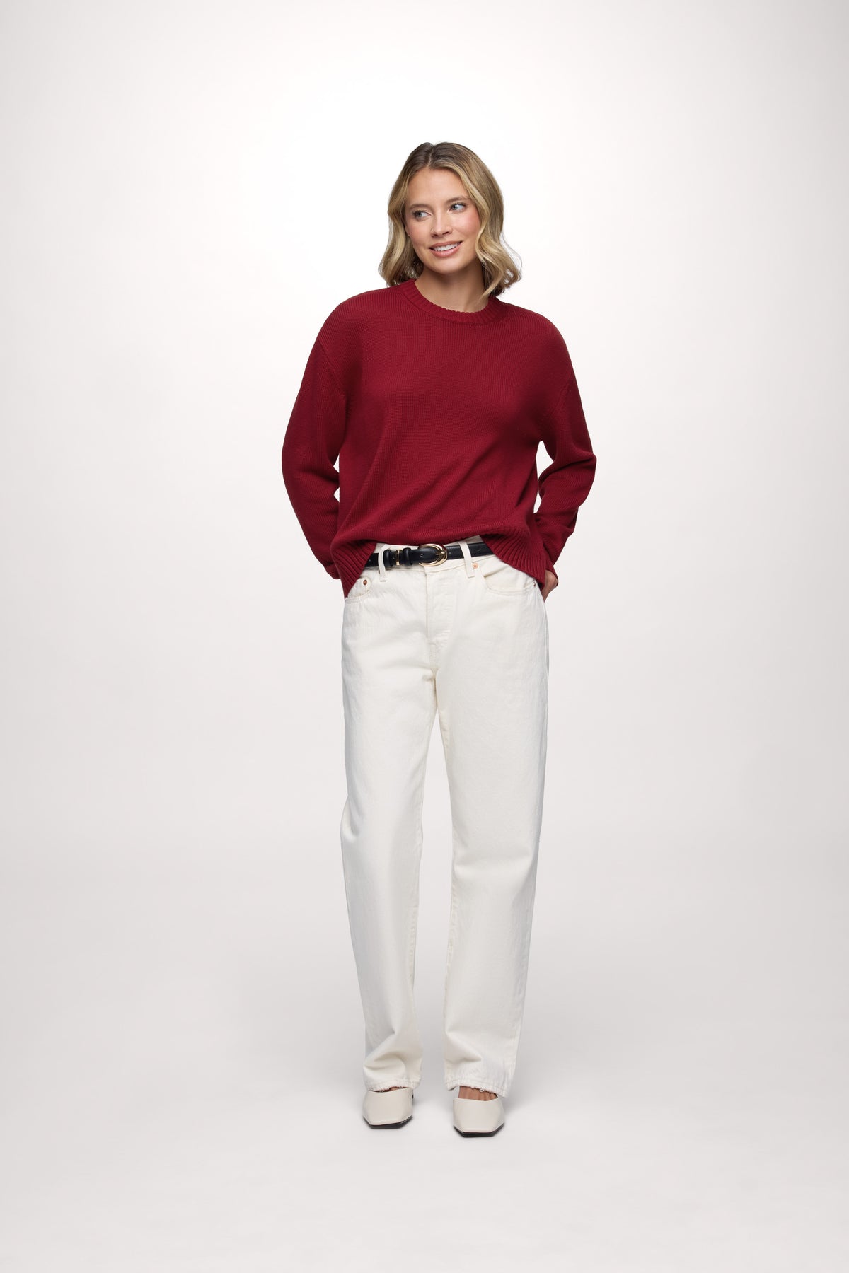 Color:Scarlet | Cotton Crew Sweater