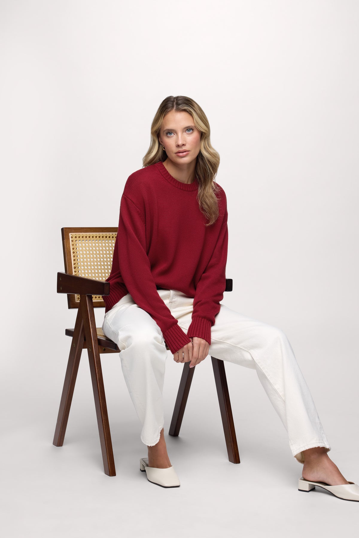 Color:Scarlet | Cotton Crew Sweater