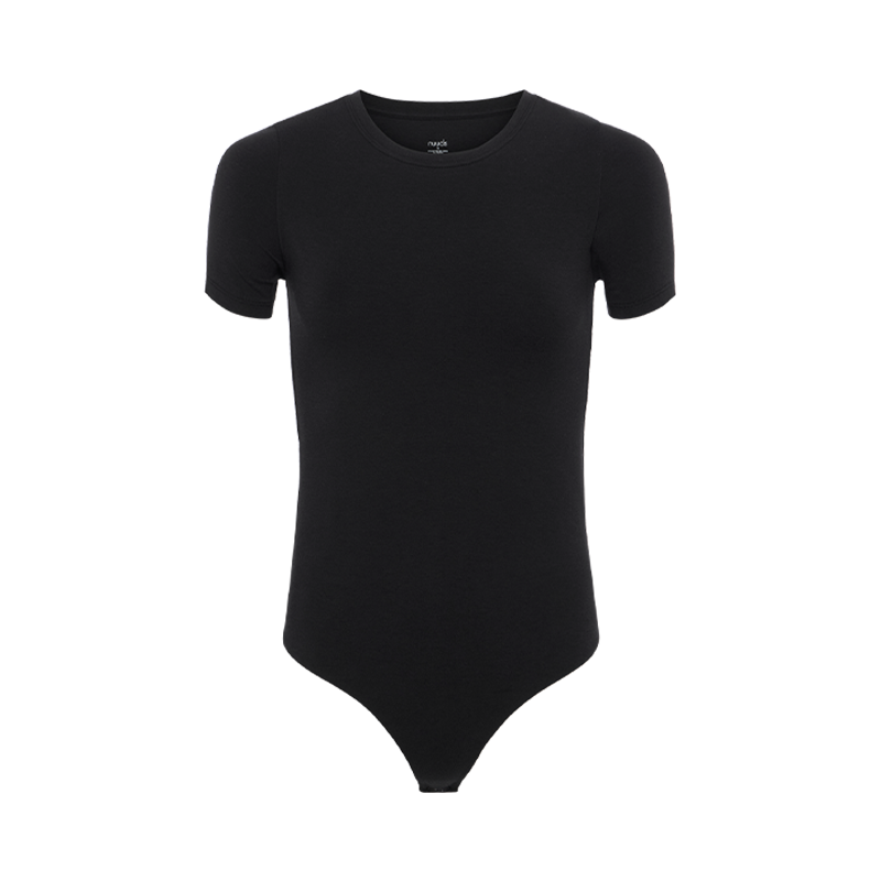 Short Sleeve Crewneck Bodysuit | Black