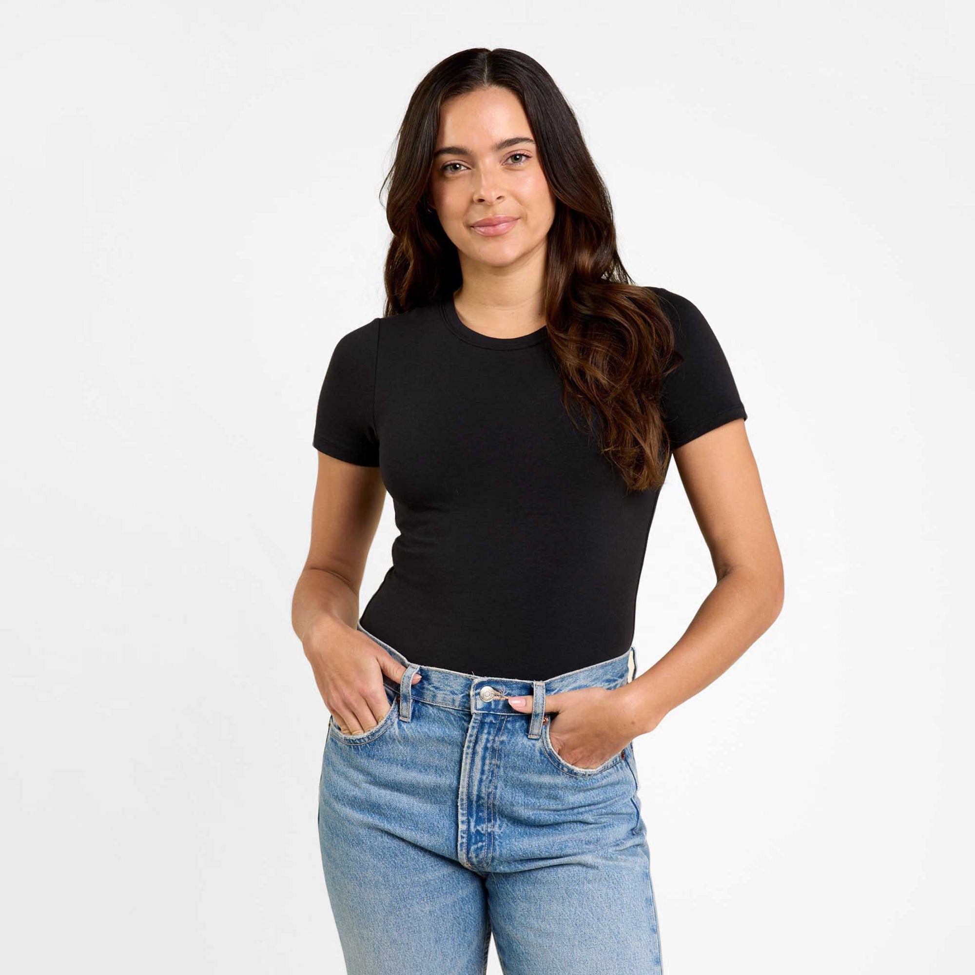 Cotton Stretch Short Sleeve Crewneck Bodysuit