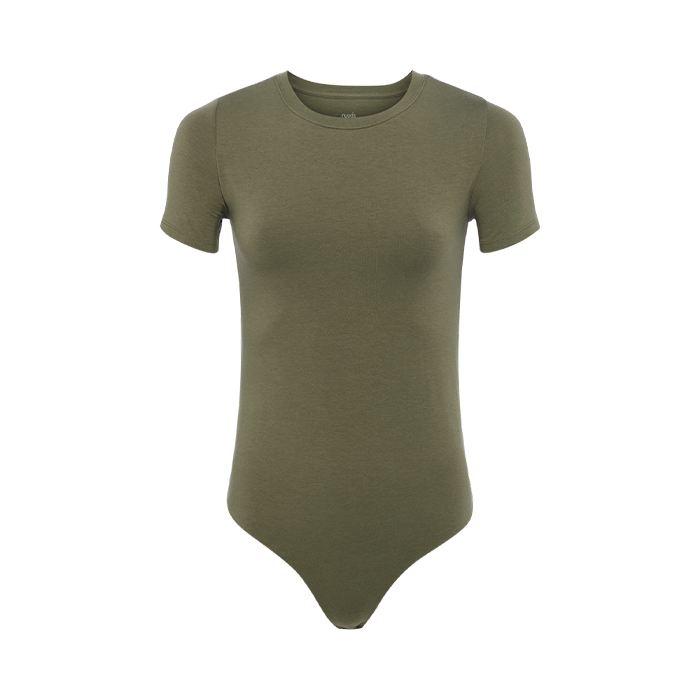 Short Sleeve Crewneck Bodysuit | Olive