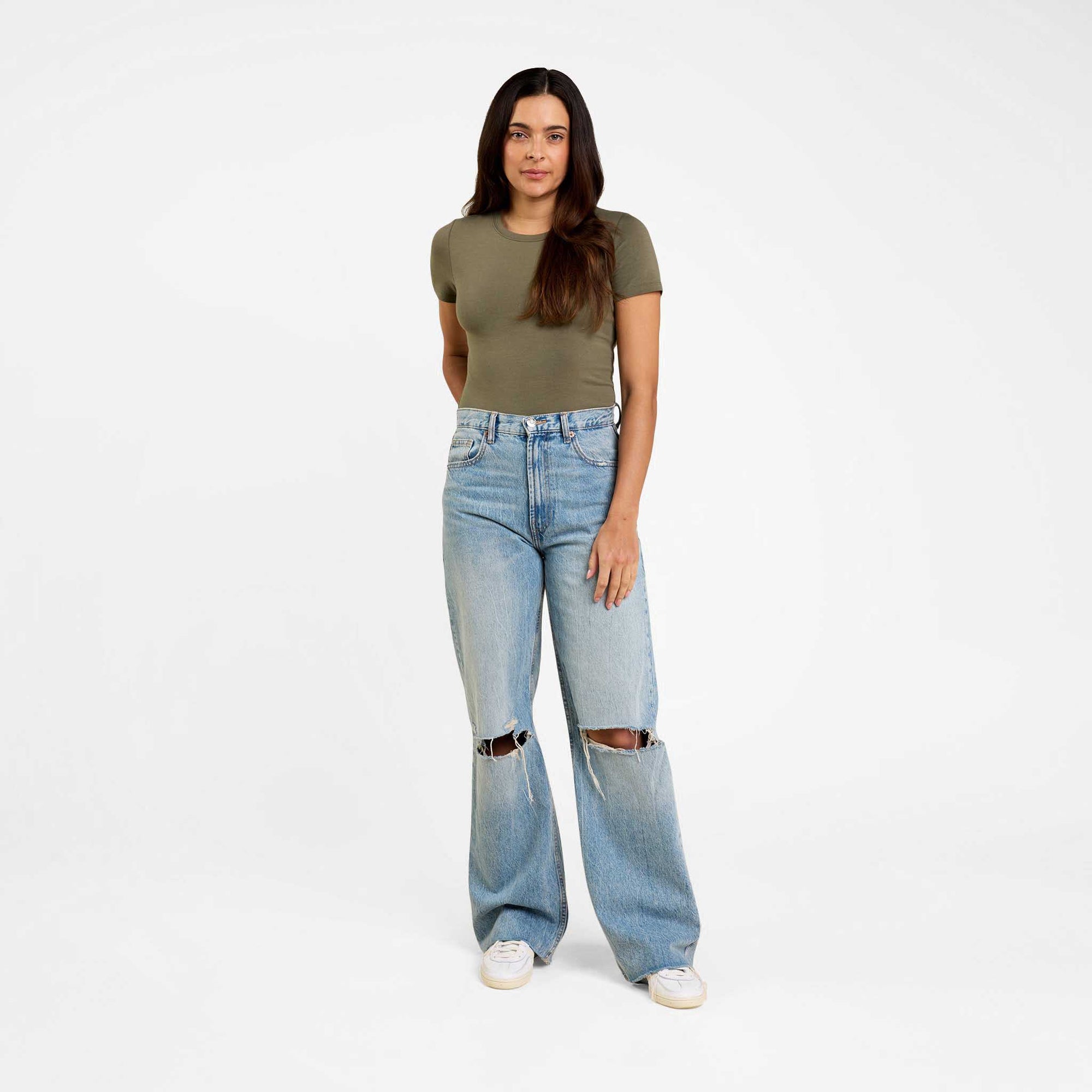 Cotton Stretch Short Sleeve Crewneck Bodysuit
