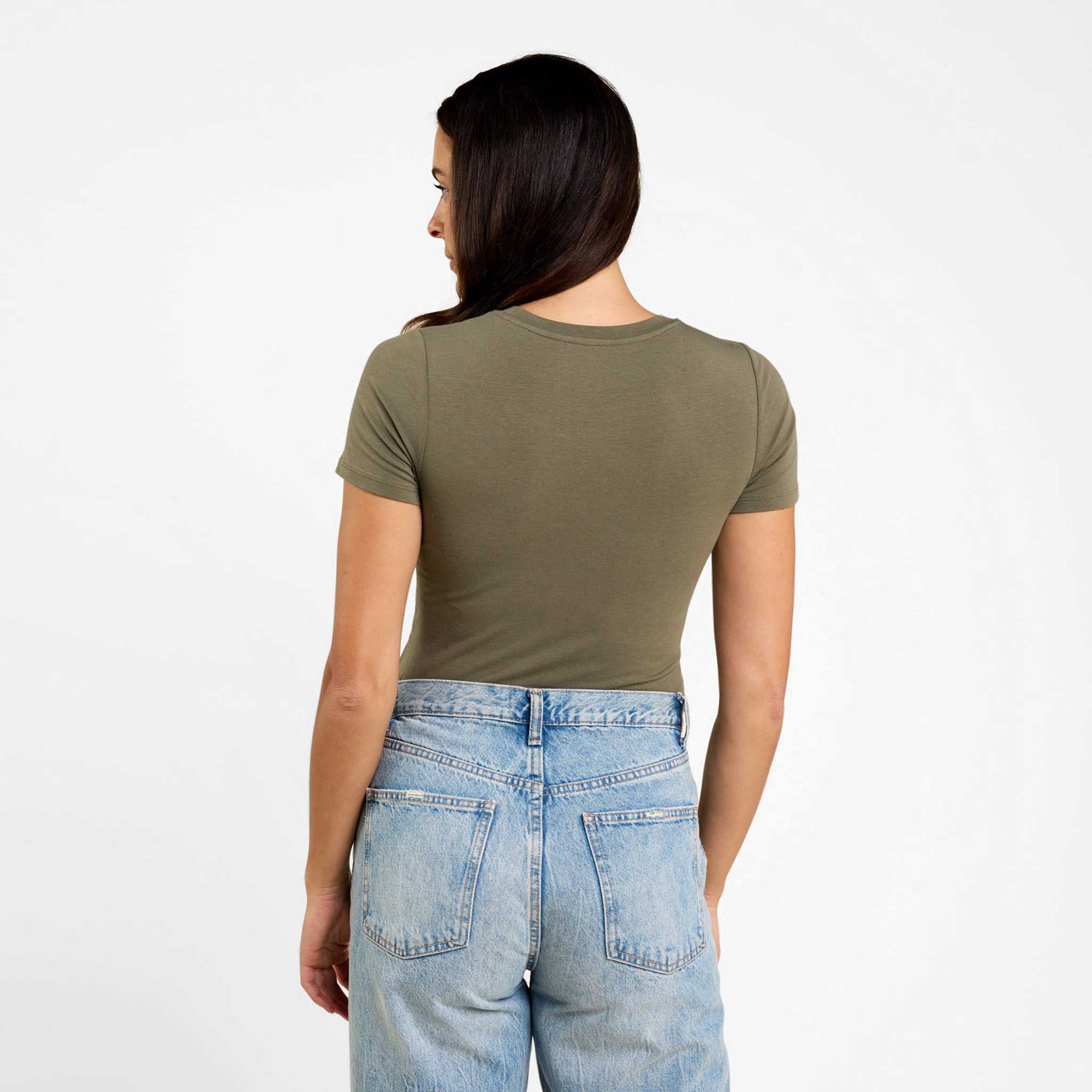 Cotton Stretch Short Sleeve Crewneck Bodysuit