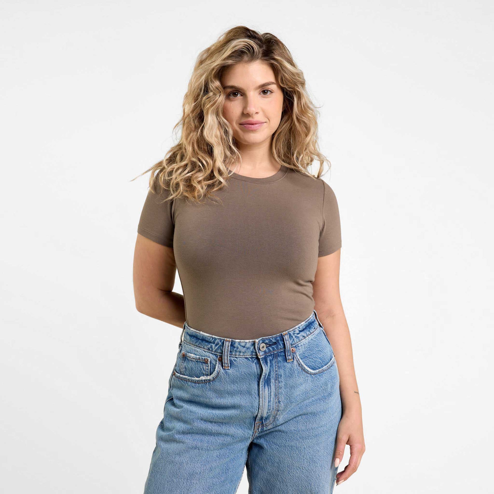 Cotton Stretch Short Sleeve Crewneck Bodysuit