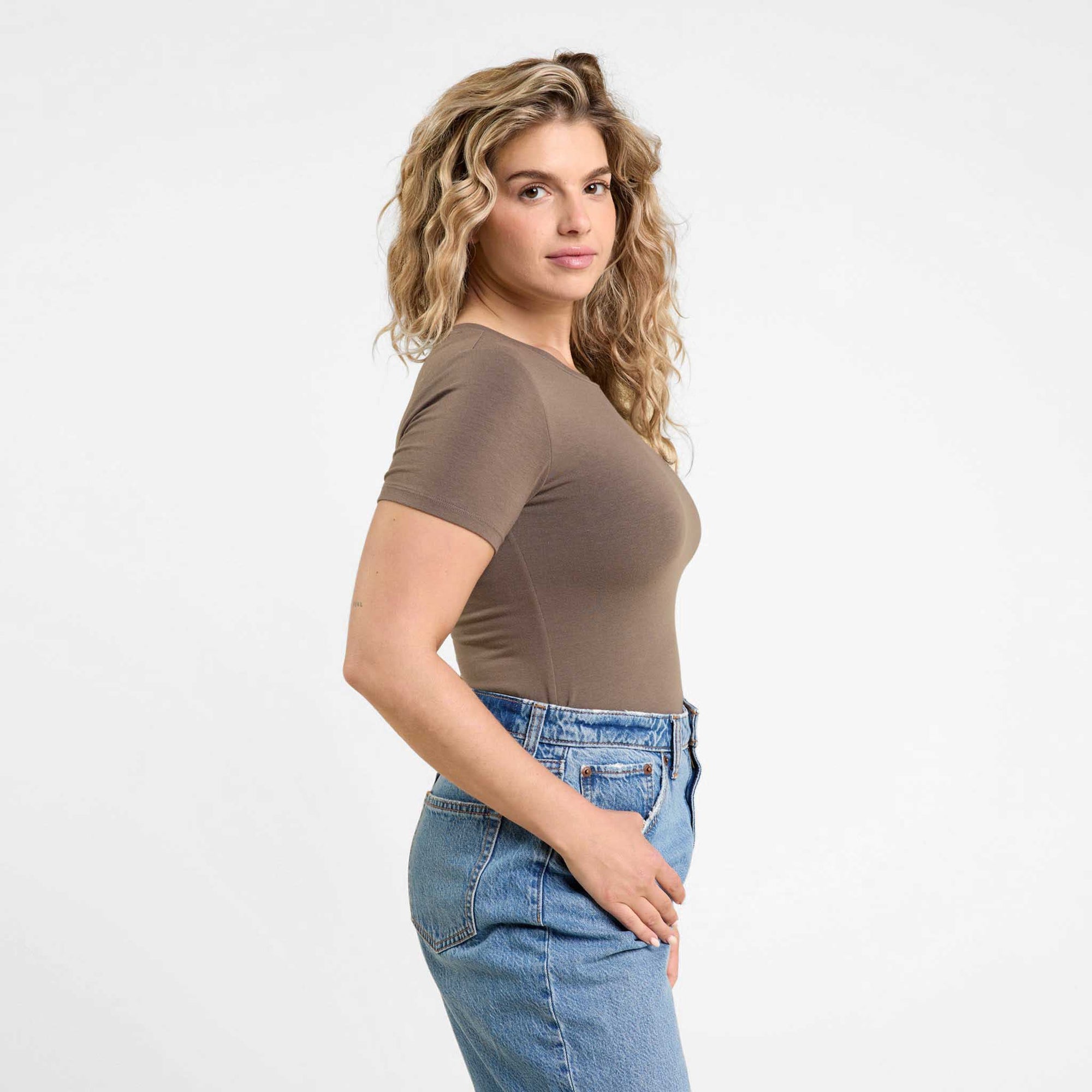 Cotton Stretch Short Sleeve Crewneck Bodysuit