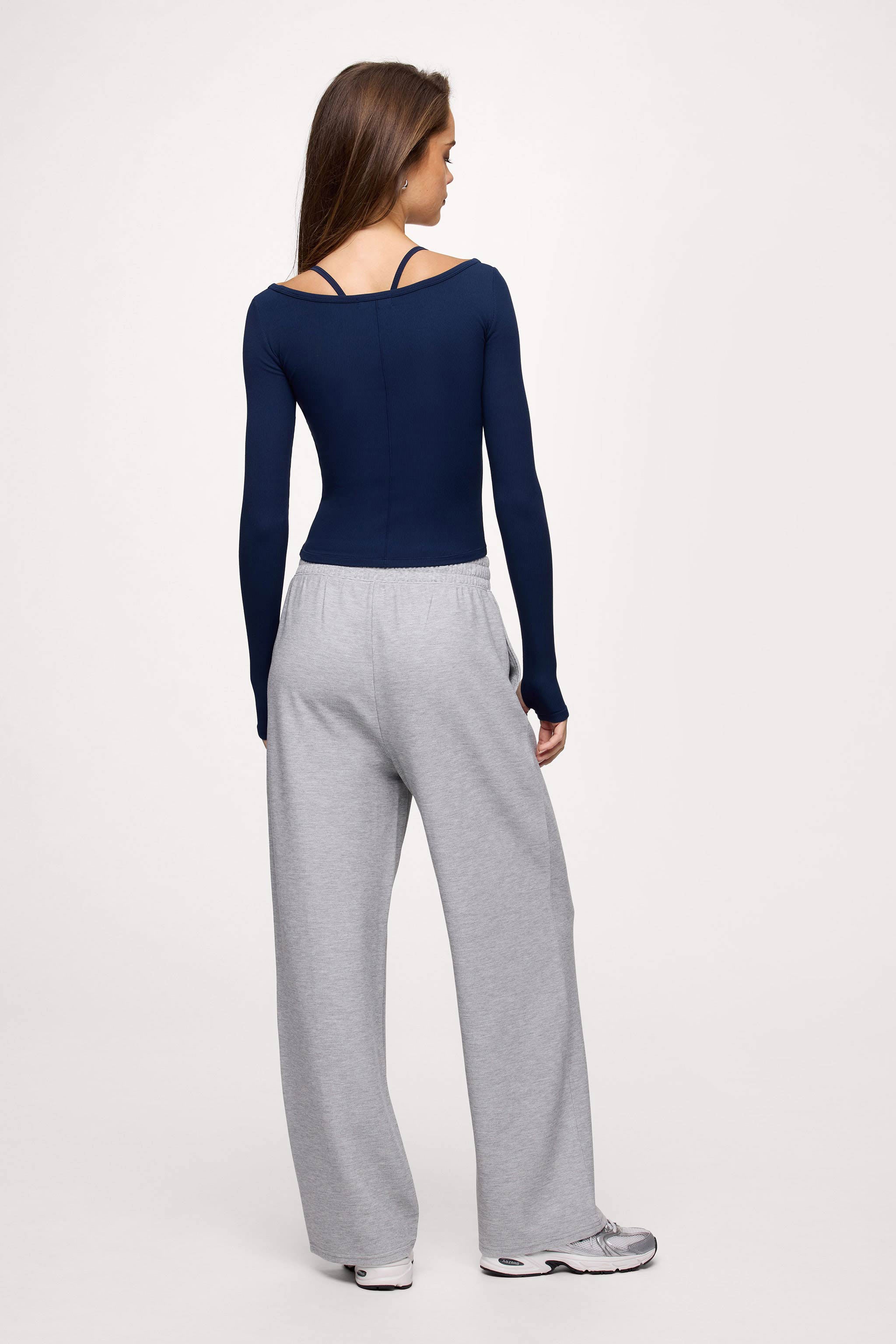 Sporty Rib Portrait Long Sleeve Top