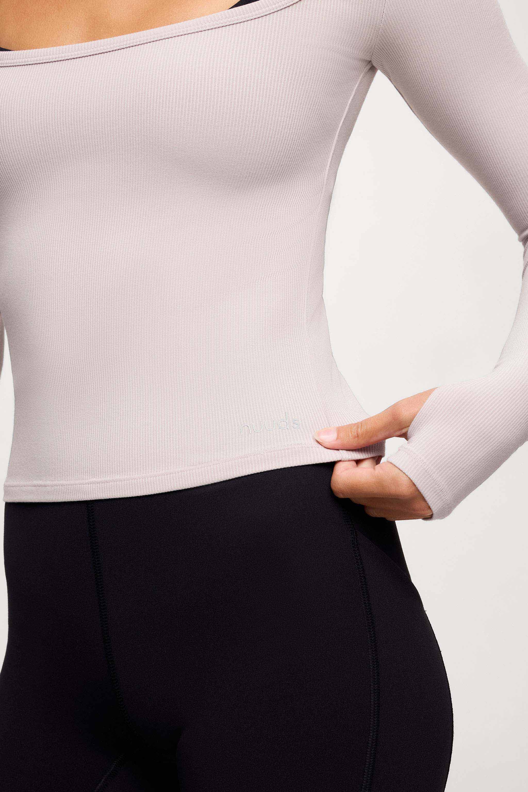 Sporty Rib Portrait Long Sleeve Top