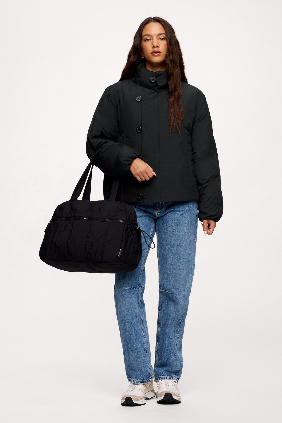 Color:Black | nuuds packable puffer jacket, lightweight puffer jacket women, women’s puffer jacket, insulated jacket, everyday layering