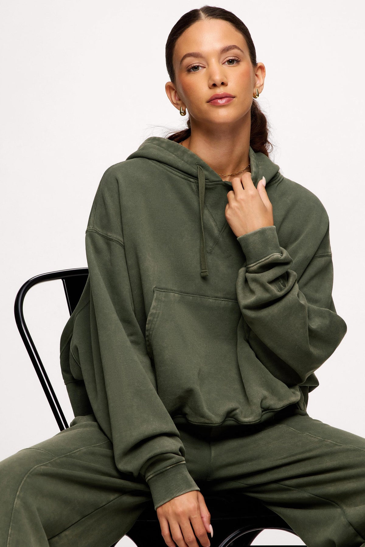 Color:Darkest Olive | nuuds vintage hoodie women - women’s relaxed fit fleece hoodie