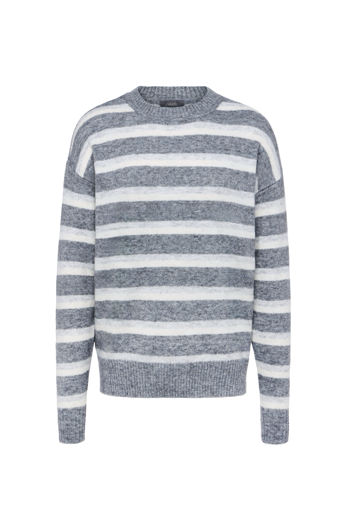 Color:Charcoal Stripe | nuuds striped sweater for women cozy knit long sleeve sweater soft knitwear