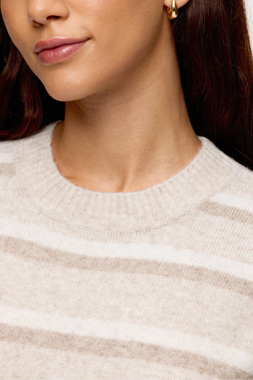 Cozy Knit Stripe Sweater | Oat Stripe
