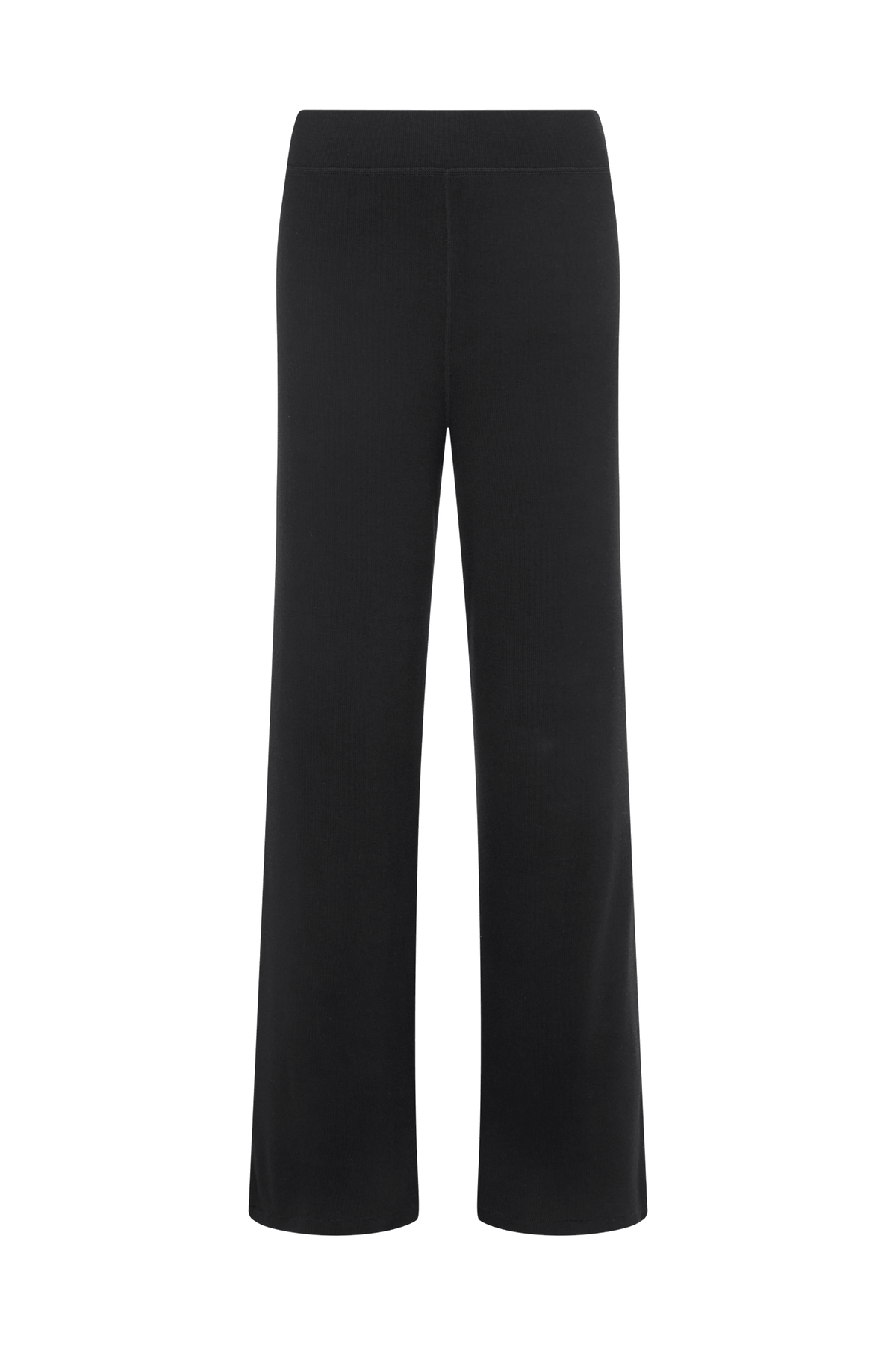 Color:Black | nuuds casual pants for women wide leg - women’s slinky rib wide leg pants