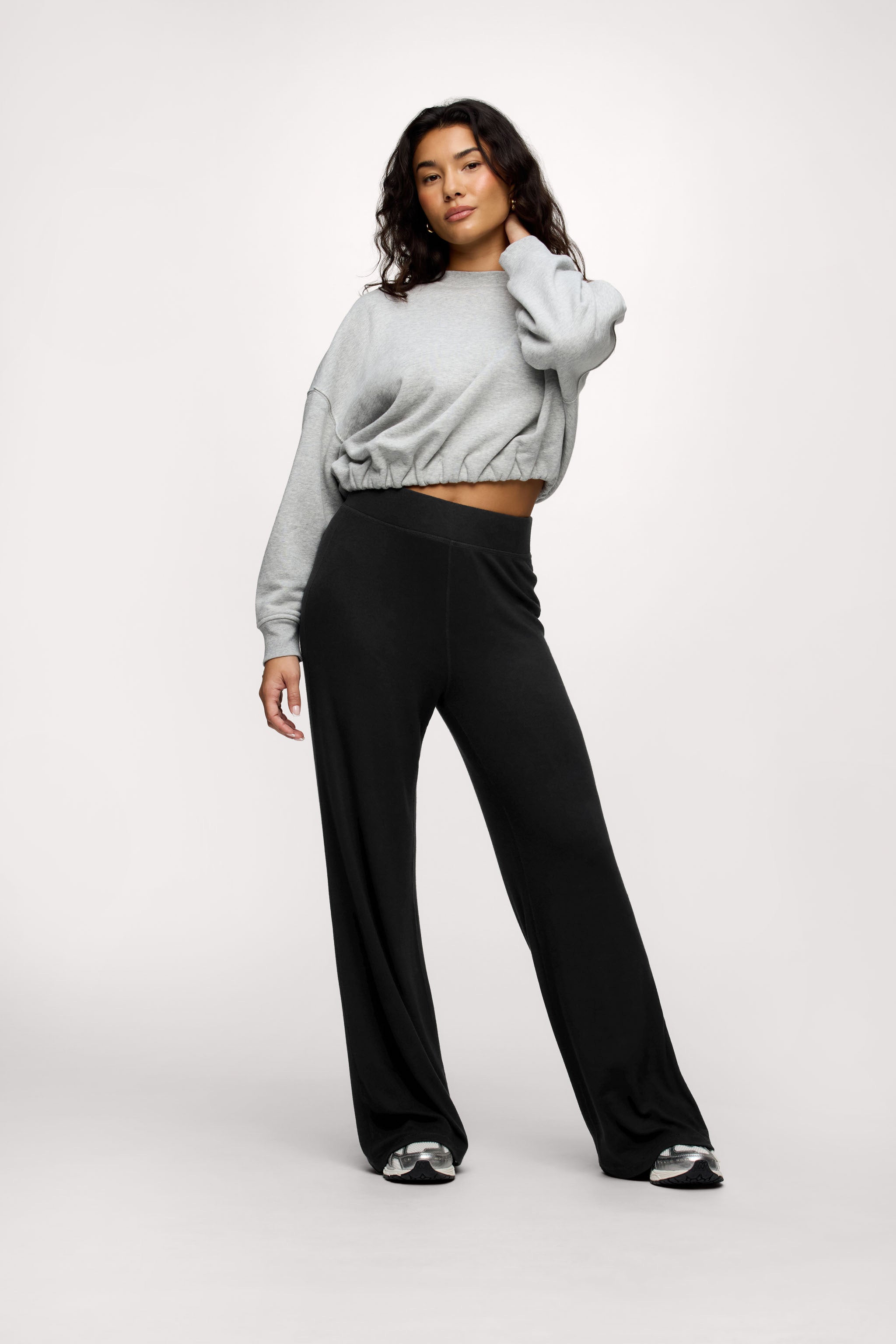 nuuds casual pants for women wide leg - women’s slinky rib wide leg pants