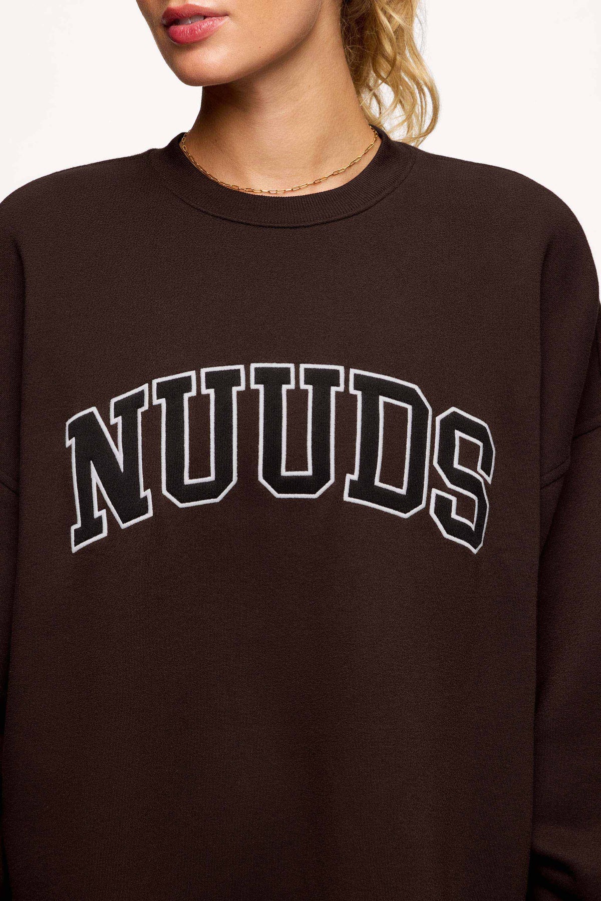 Color:Espresso | nuuds women’s oversized sweater - women’s oversized crew neck fleece sweatshirt