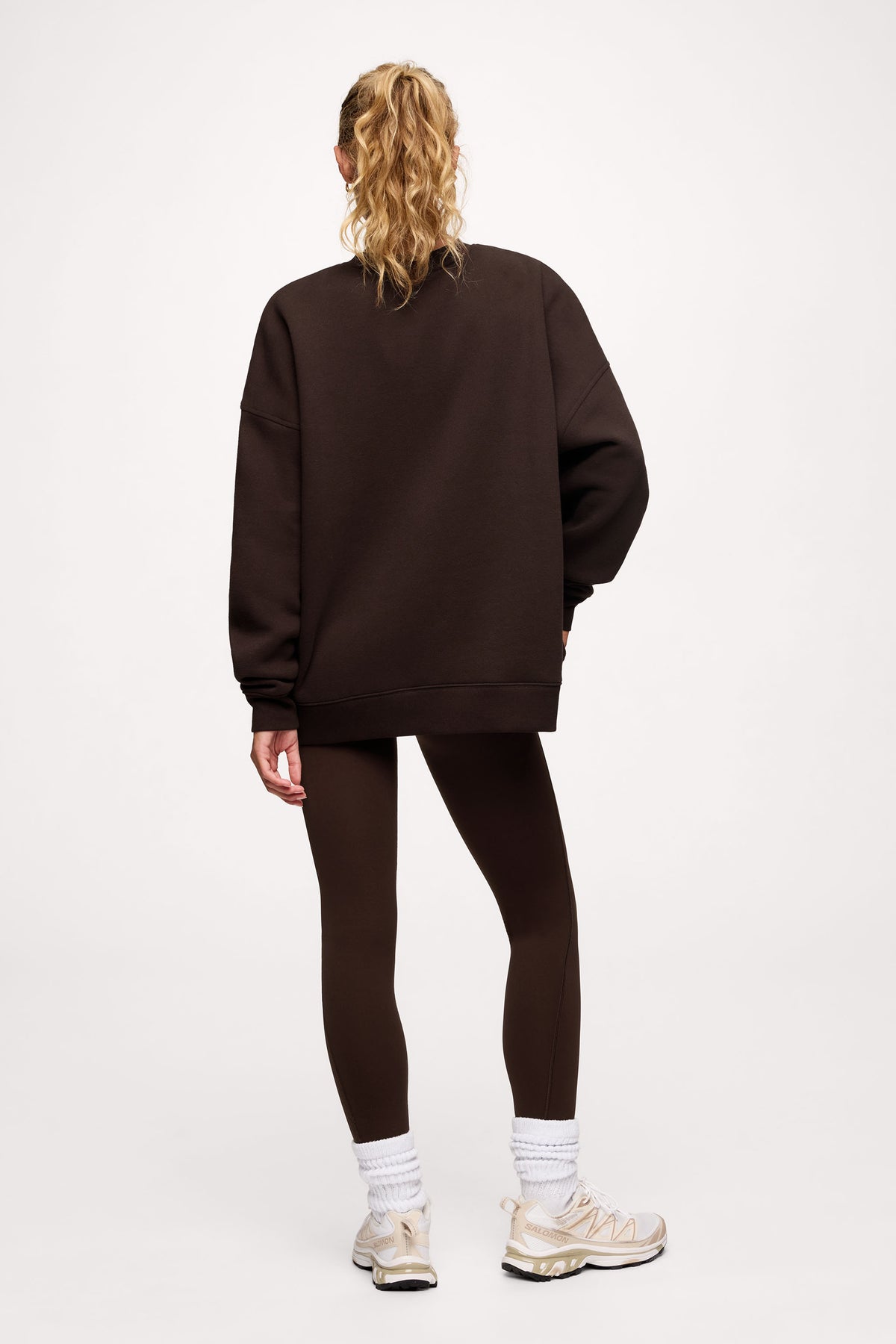 Color:Espresso | nuuds women’s oversized sweater - women’s oversized crew neck fleece sweatshirt