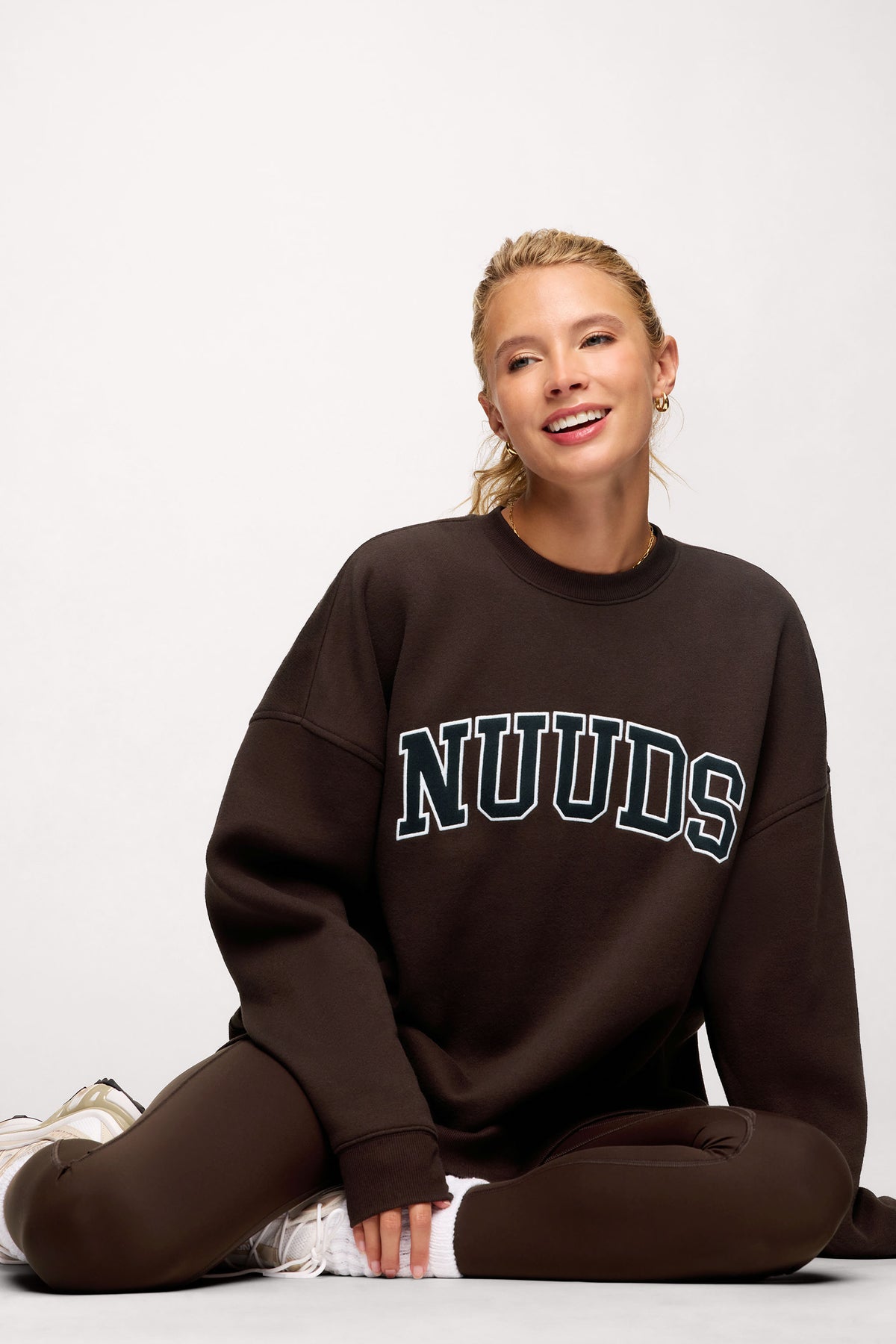 Color:Espresso | nuuds women’s oversized sweater - women’s oversized crew neck fleece sweatshirt