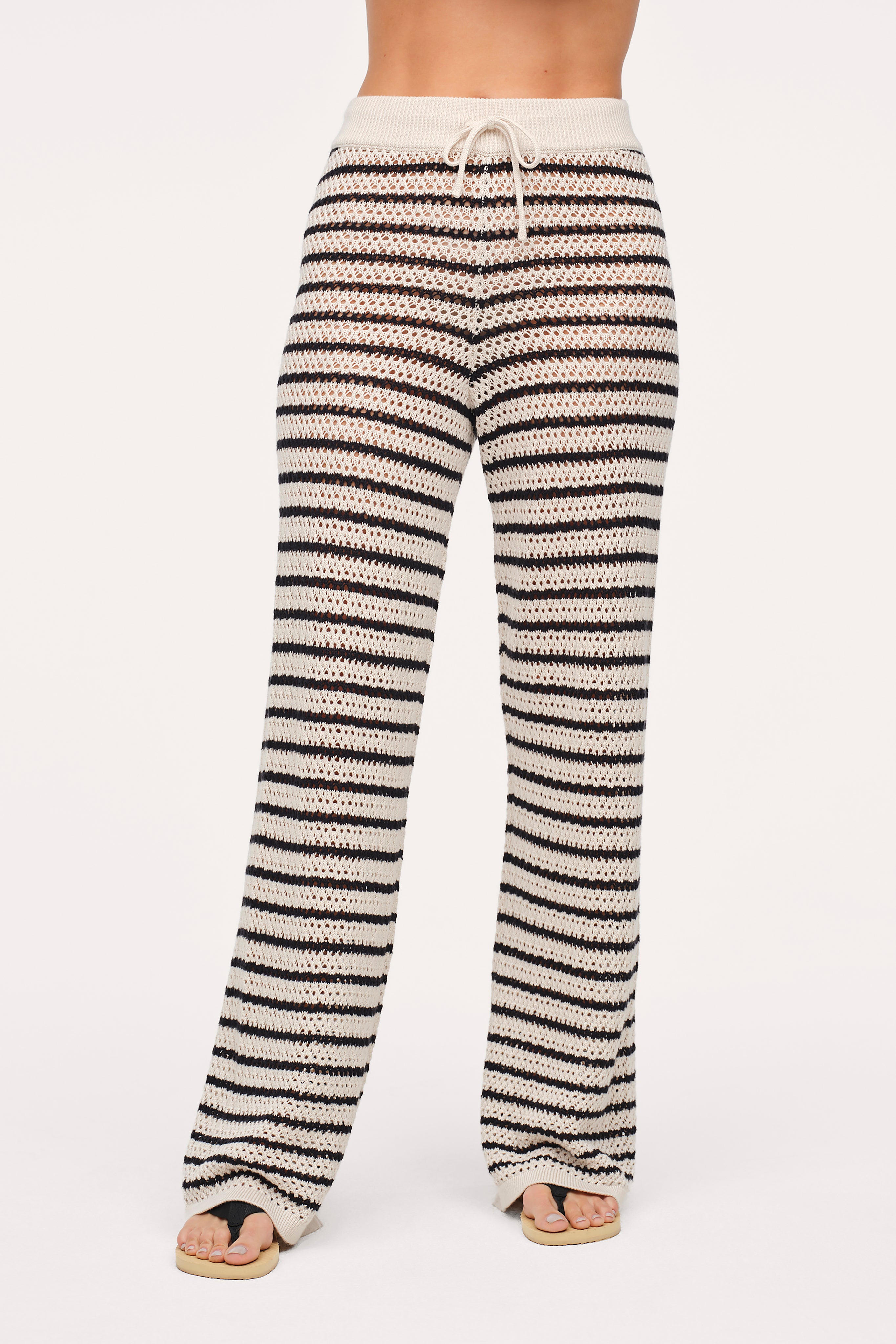 Cotton Crochet Sweater Pant | Bone Stripe – nuuds