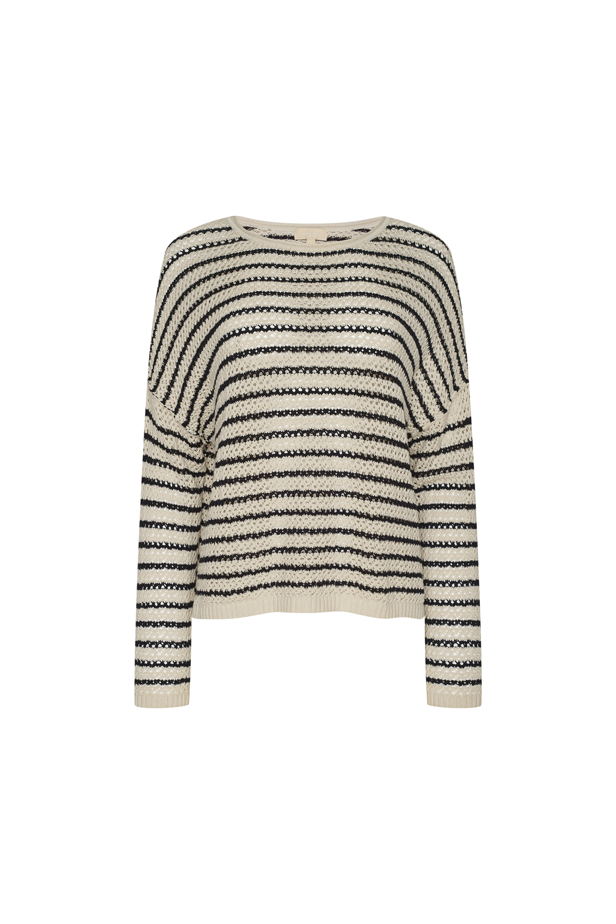 Color:Bone Stripe | Cotton Crochet Sweater