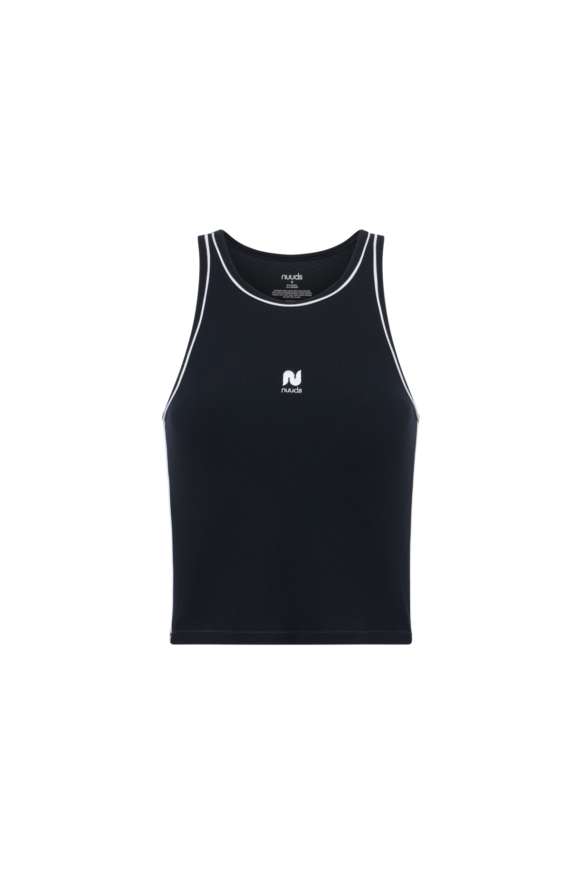 Color:Black | Sporty Rib Piped Racer Tank