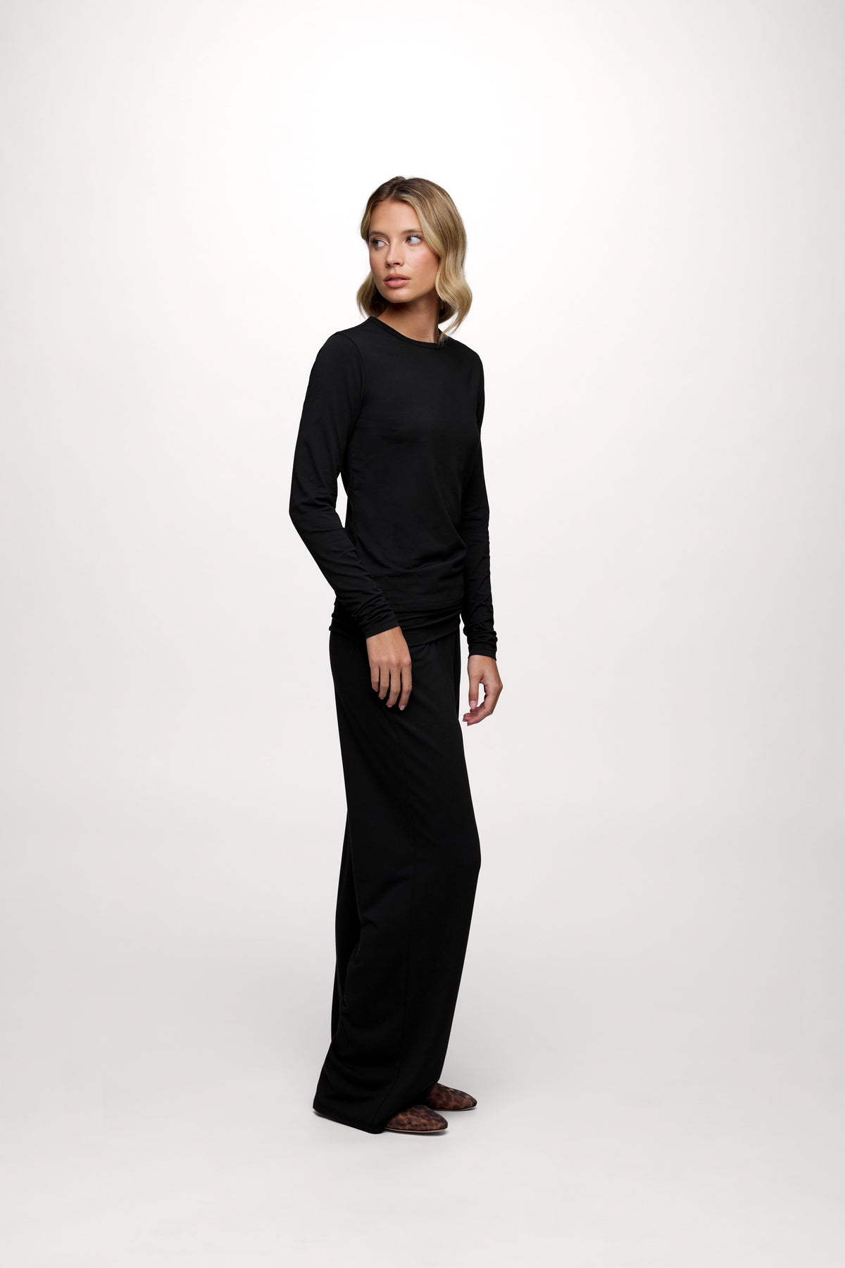 Color:Black | Slinky Jersey Lounge Set