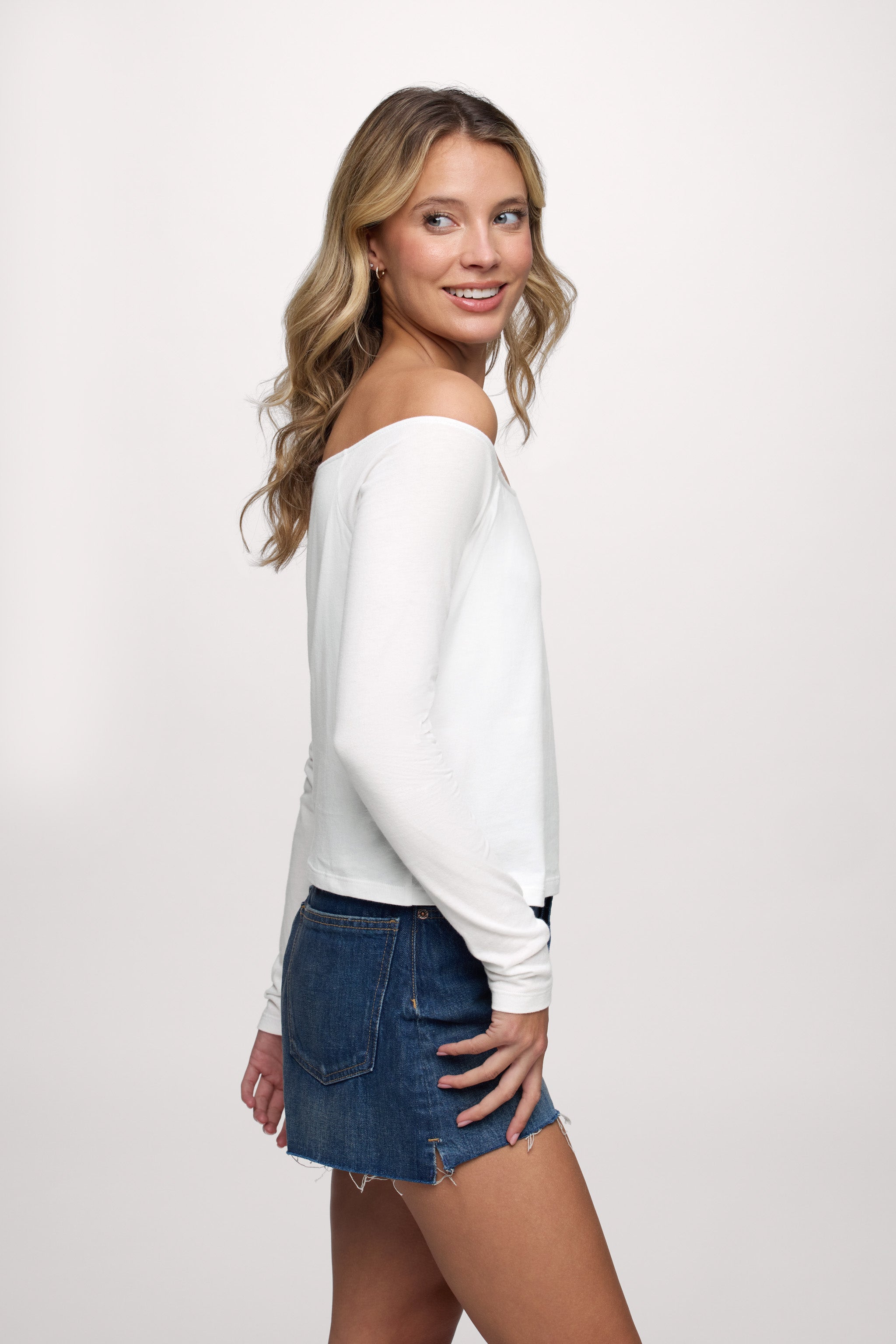 Ease Long Sleeve Top | White