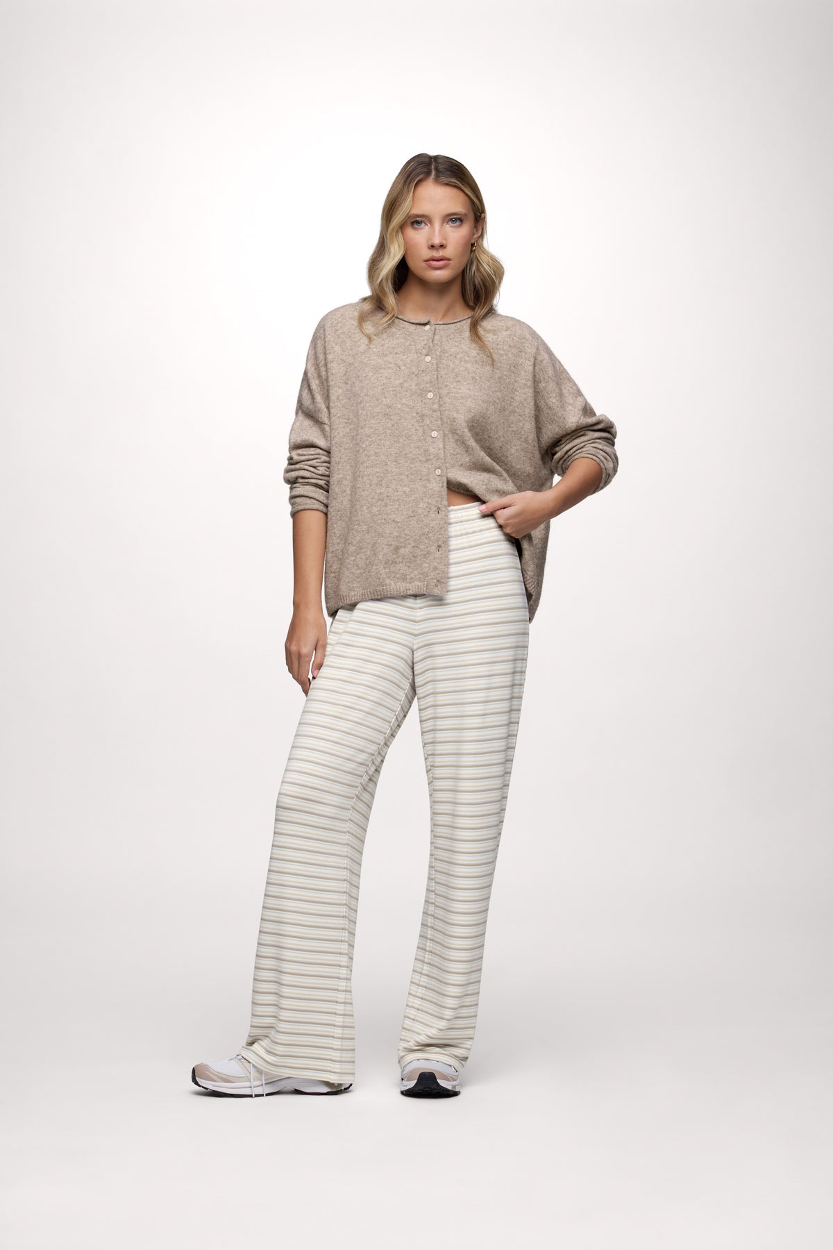 Color:Cocoa Sky Stripe | Boyfriend Stripe Pant