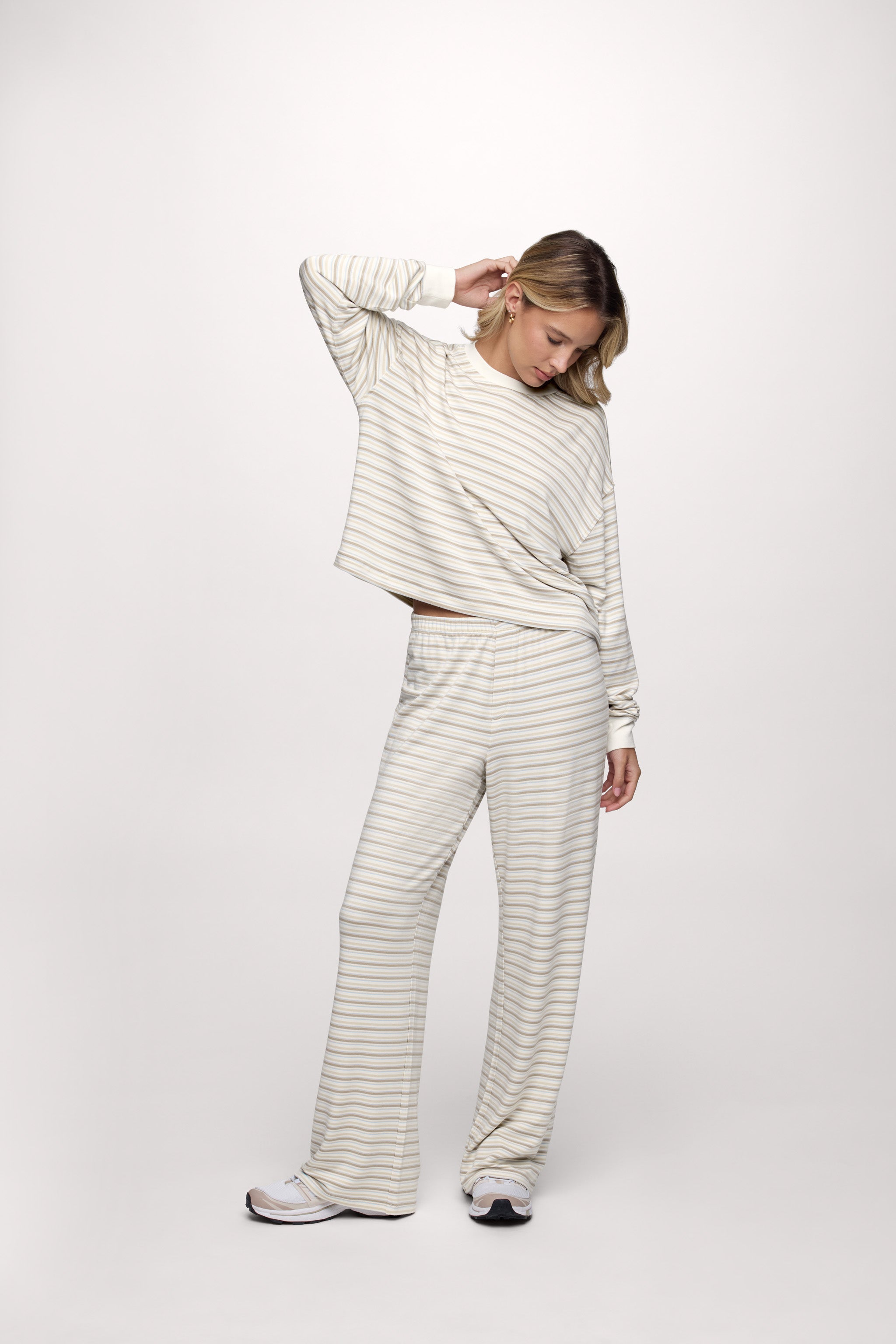 Boyfriend Stripe Pant | Wide Leg Lounge | Nuuds