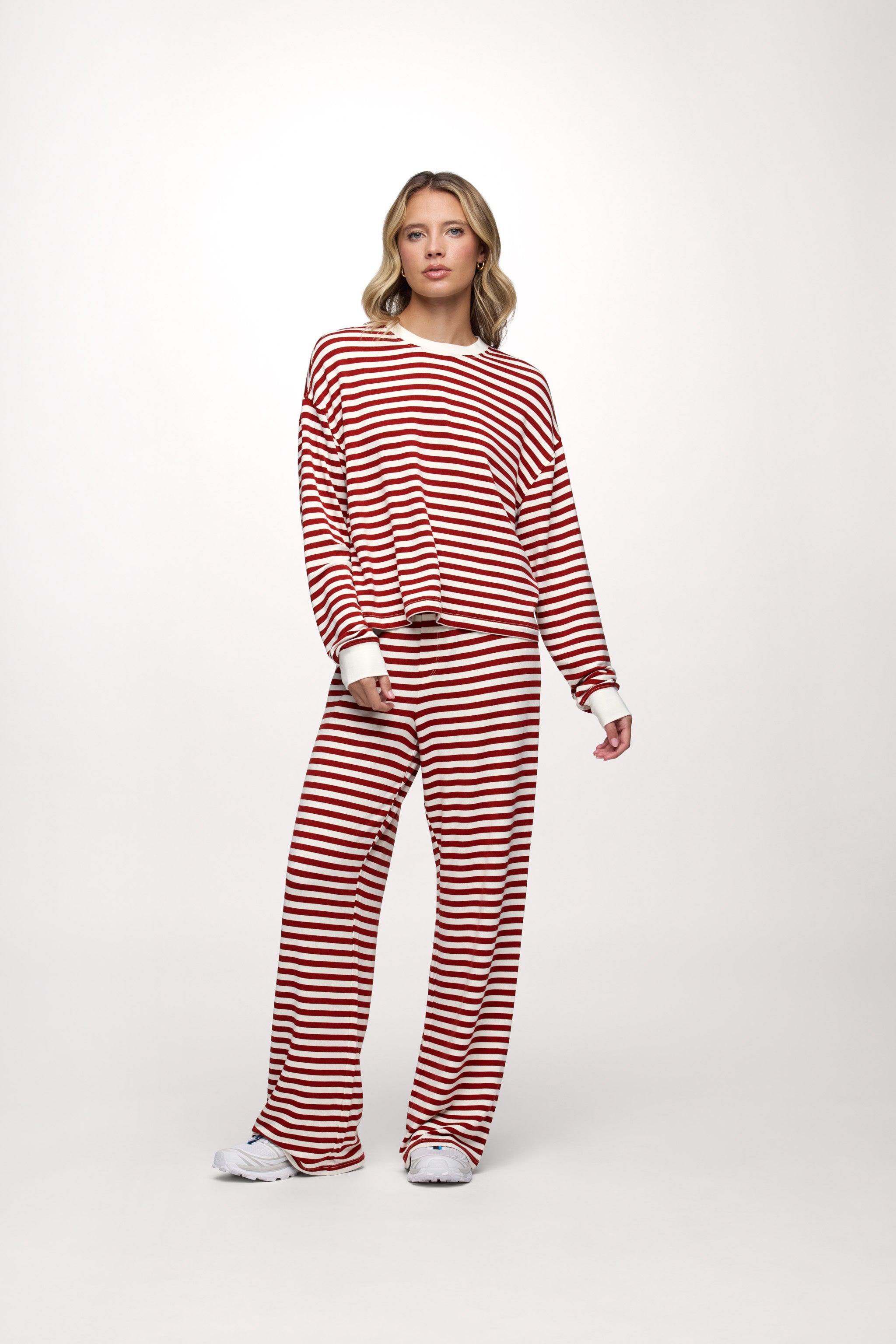 Boyfriend Stripe Pant | Scarlet White Stripe