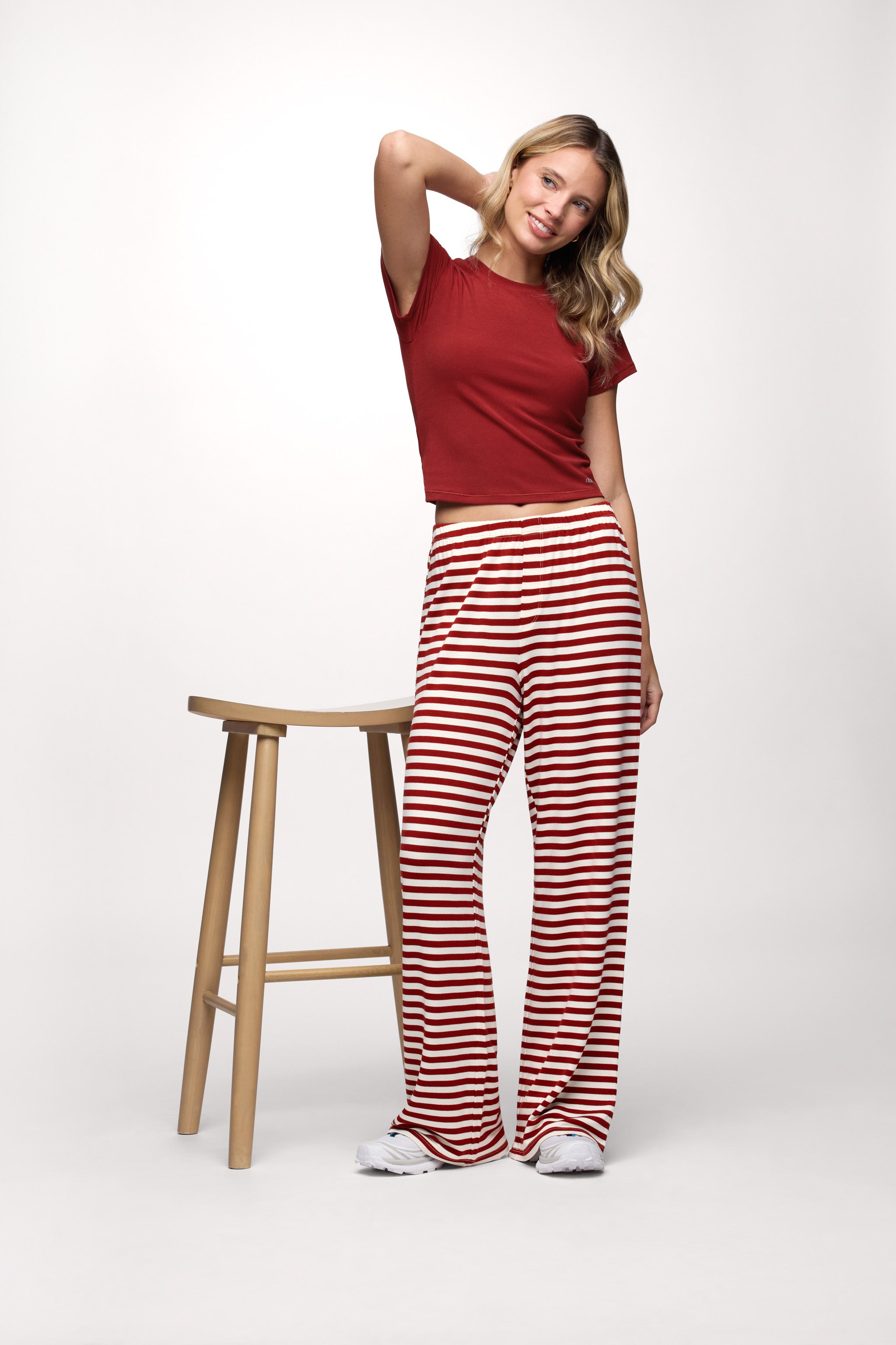 Boyfriend Stripe Pant | Scarlet White Stripe