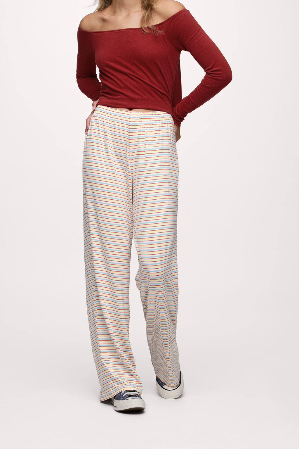 Boyfriend Stripe Pant | Sky Lemon Stripe