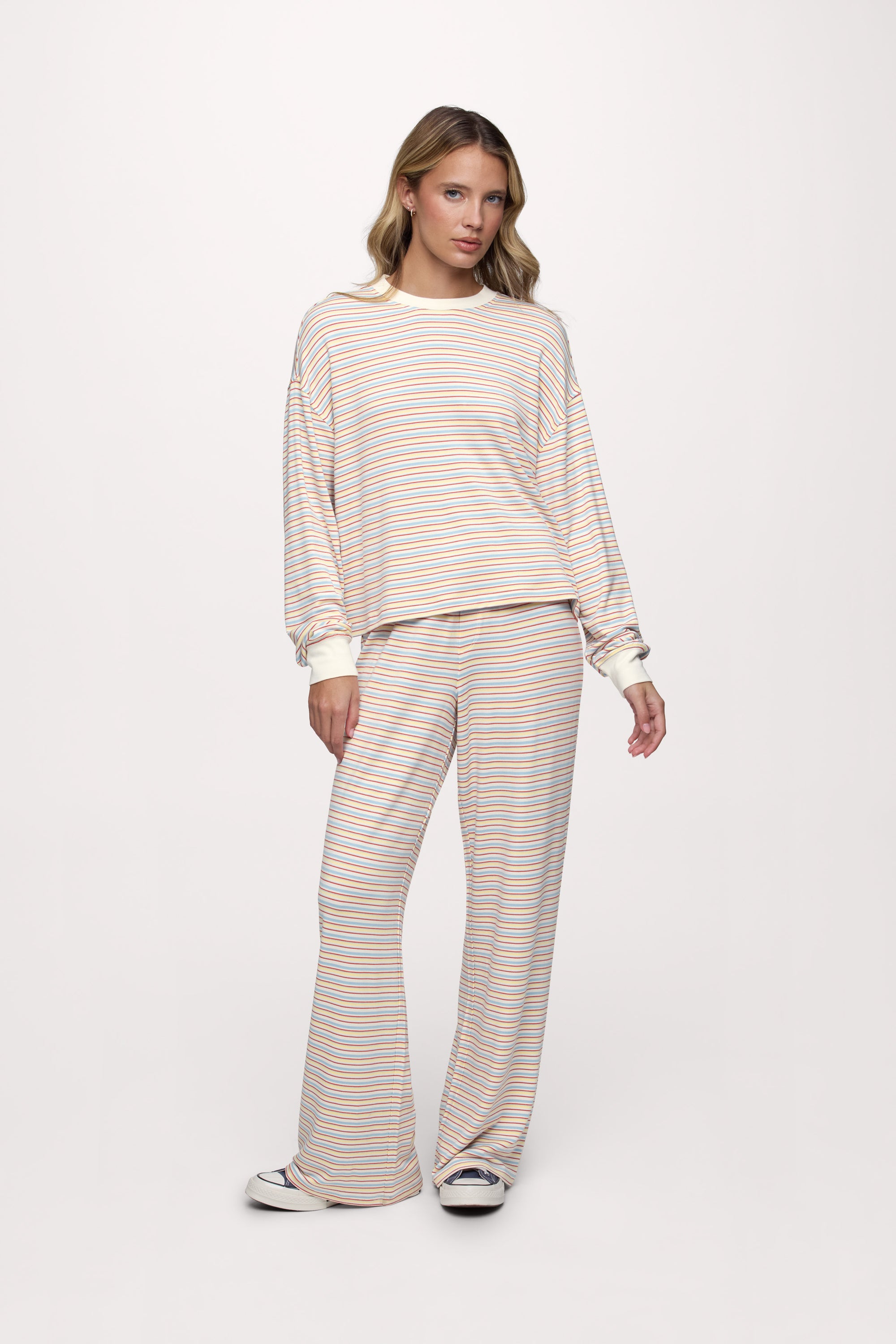 Boyfriend Stripe Pant | Sky Lemon Stripe