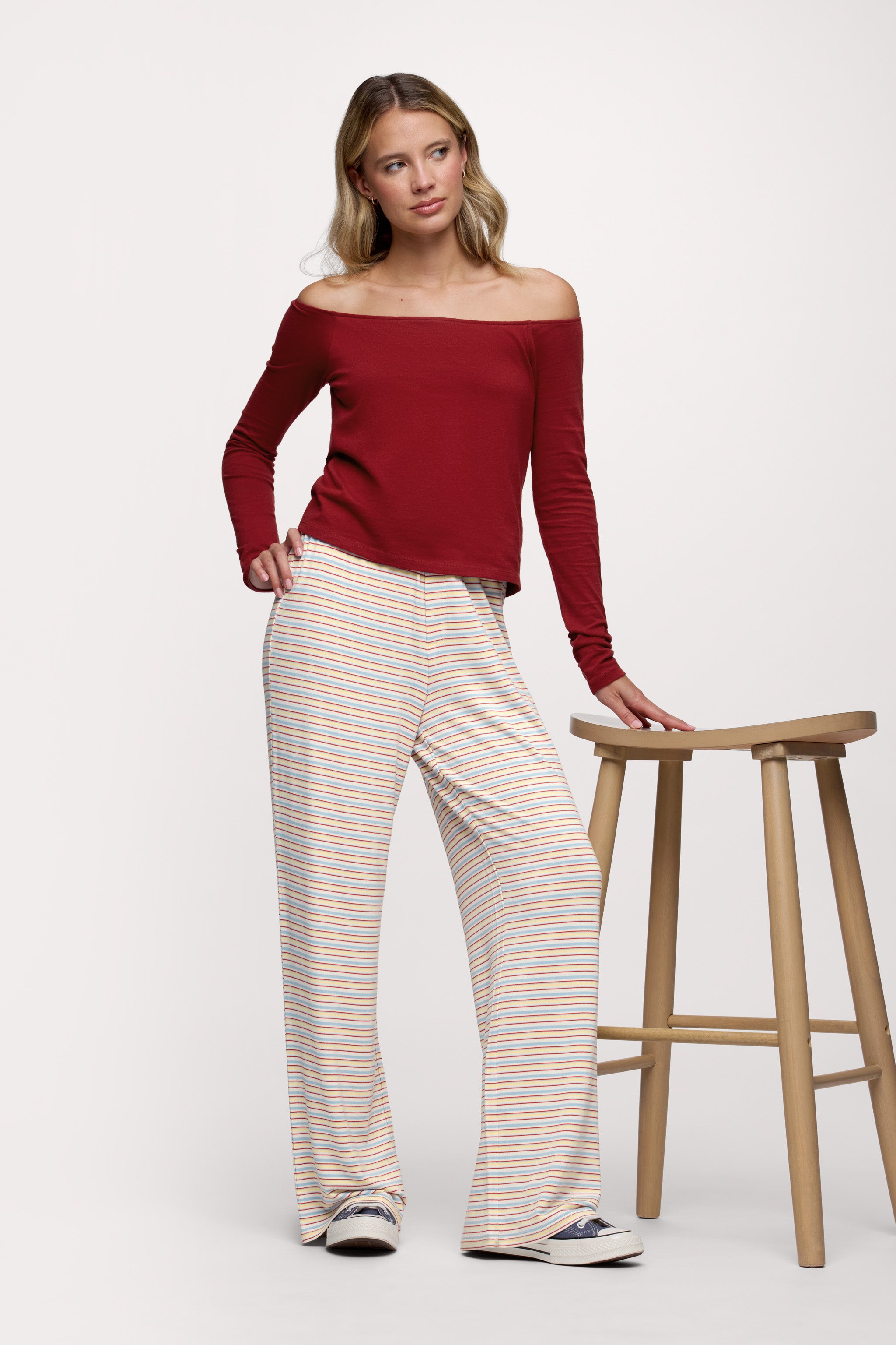 Boyfriend Stripe Pant | Sky Lemon Stripe