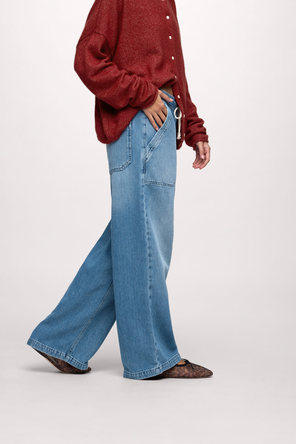 nuuds pull on jeans womens wide leg pants casual denim bottoms