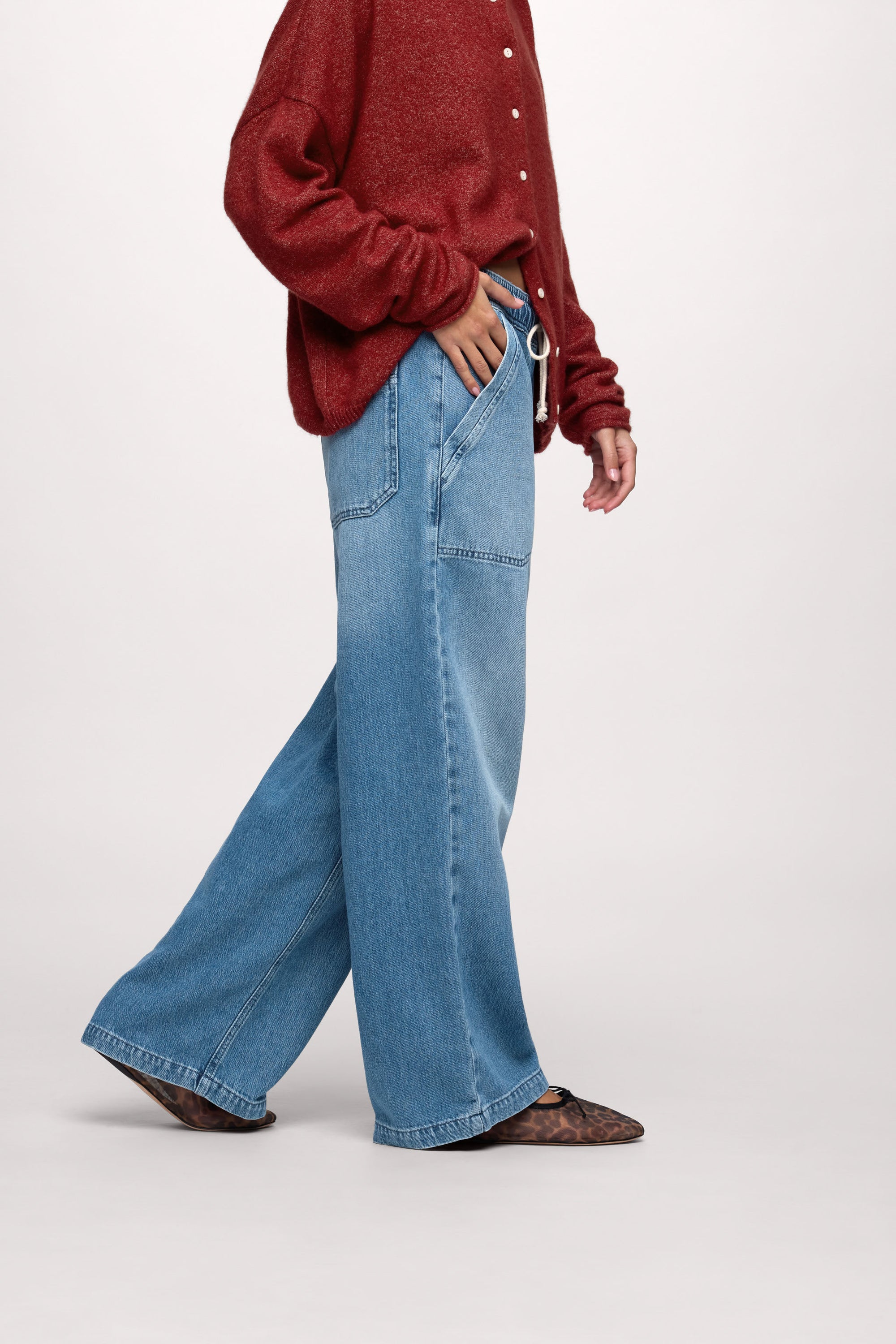 nuuds pull on jeans womens wide leg pants casual denim bottoms