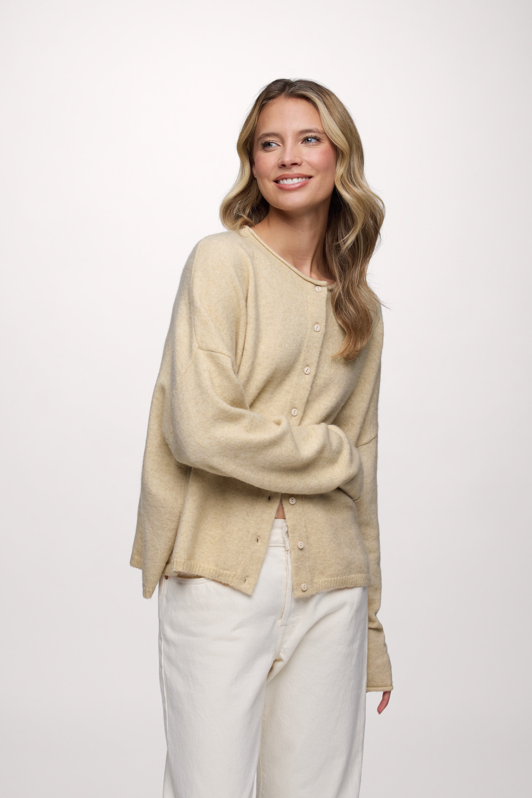 Cozy Knit Boxy Cardigan | Heather Oat – nuuds