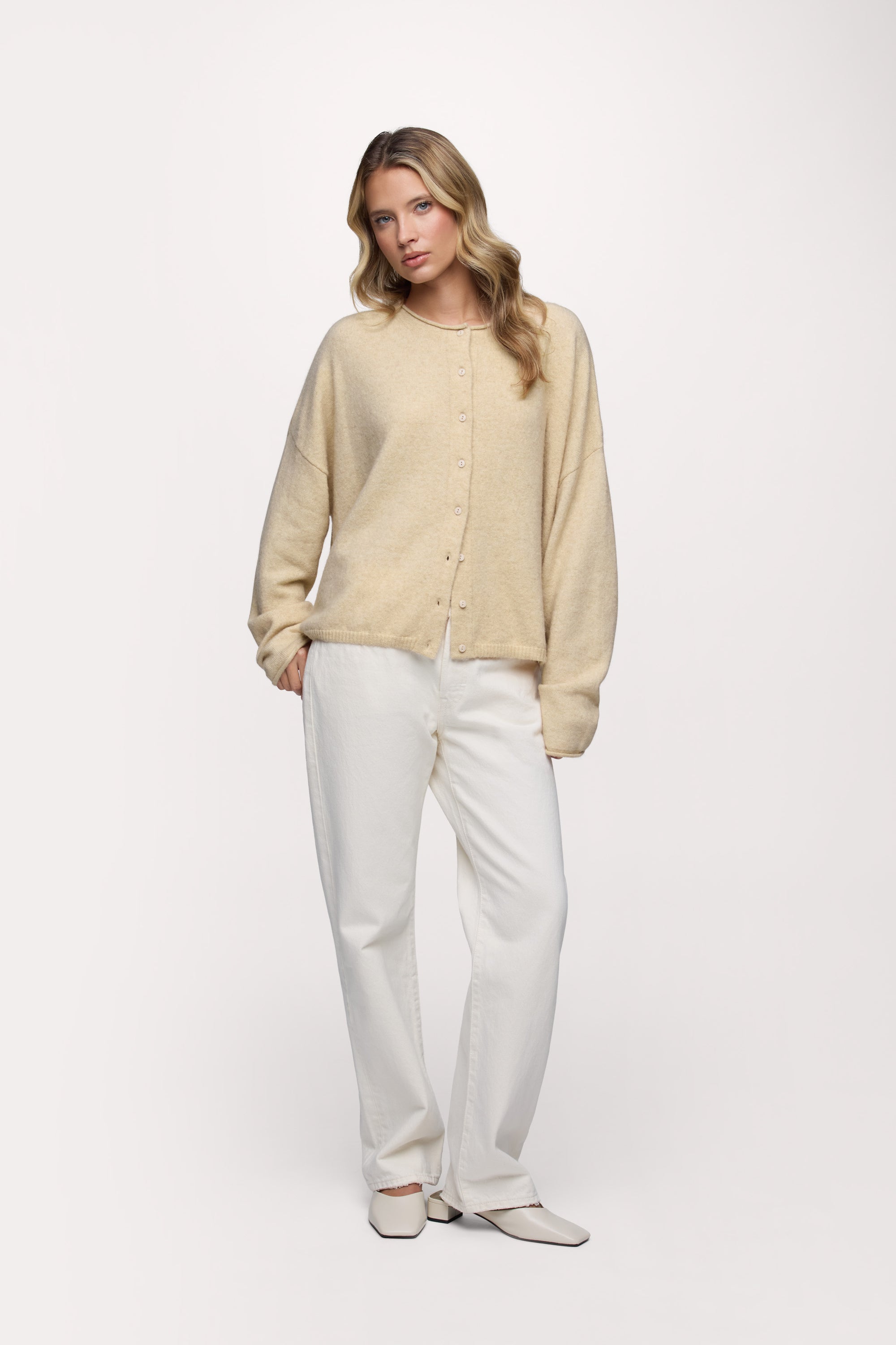 Cozy Knit Boxy Cardigan | Heather Oat