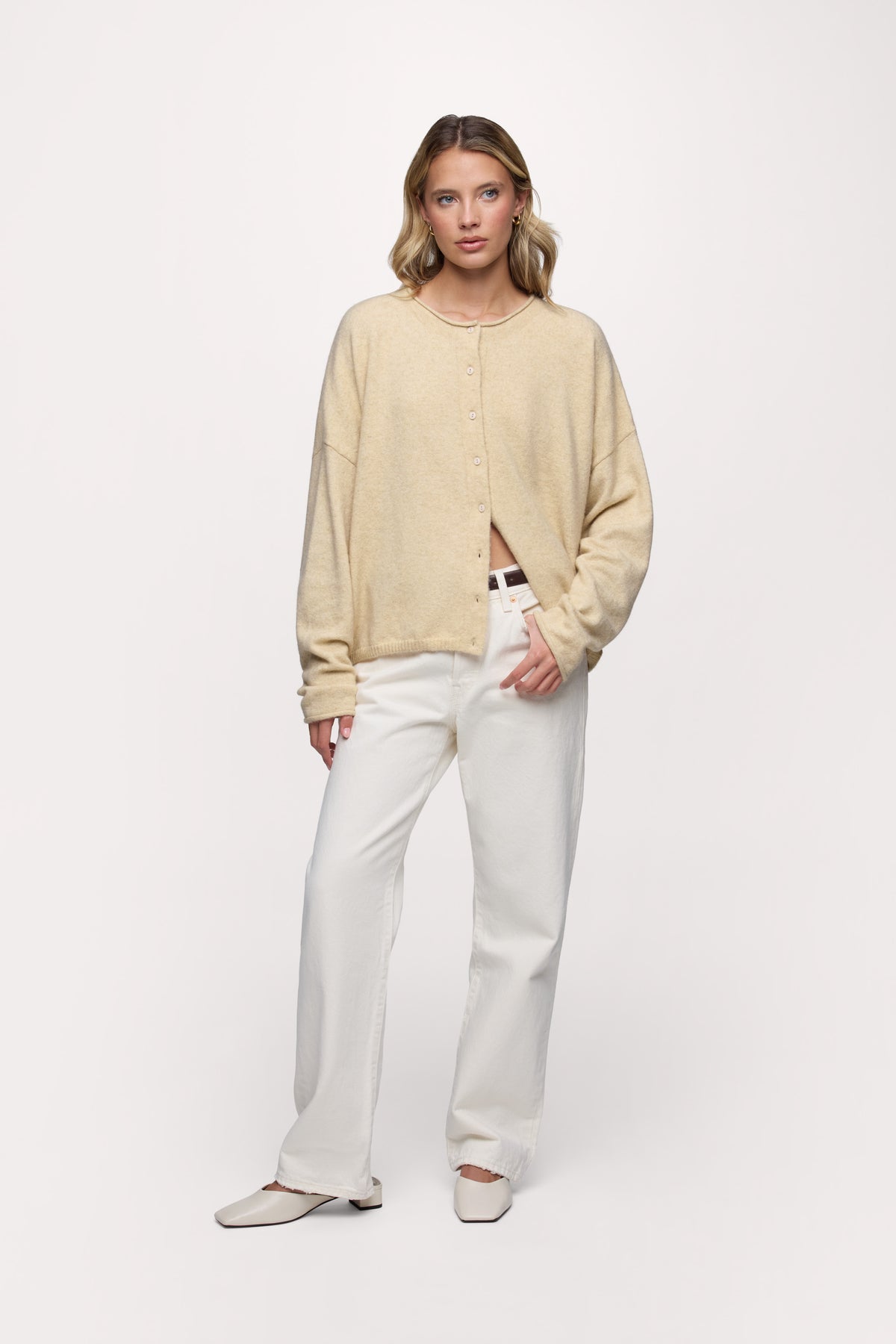 Color:Heather Oat | Cozy Knit Boxy Cardigan