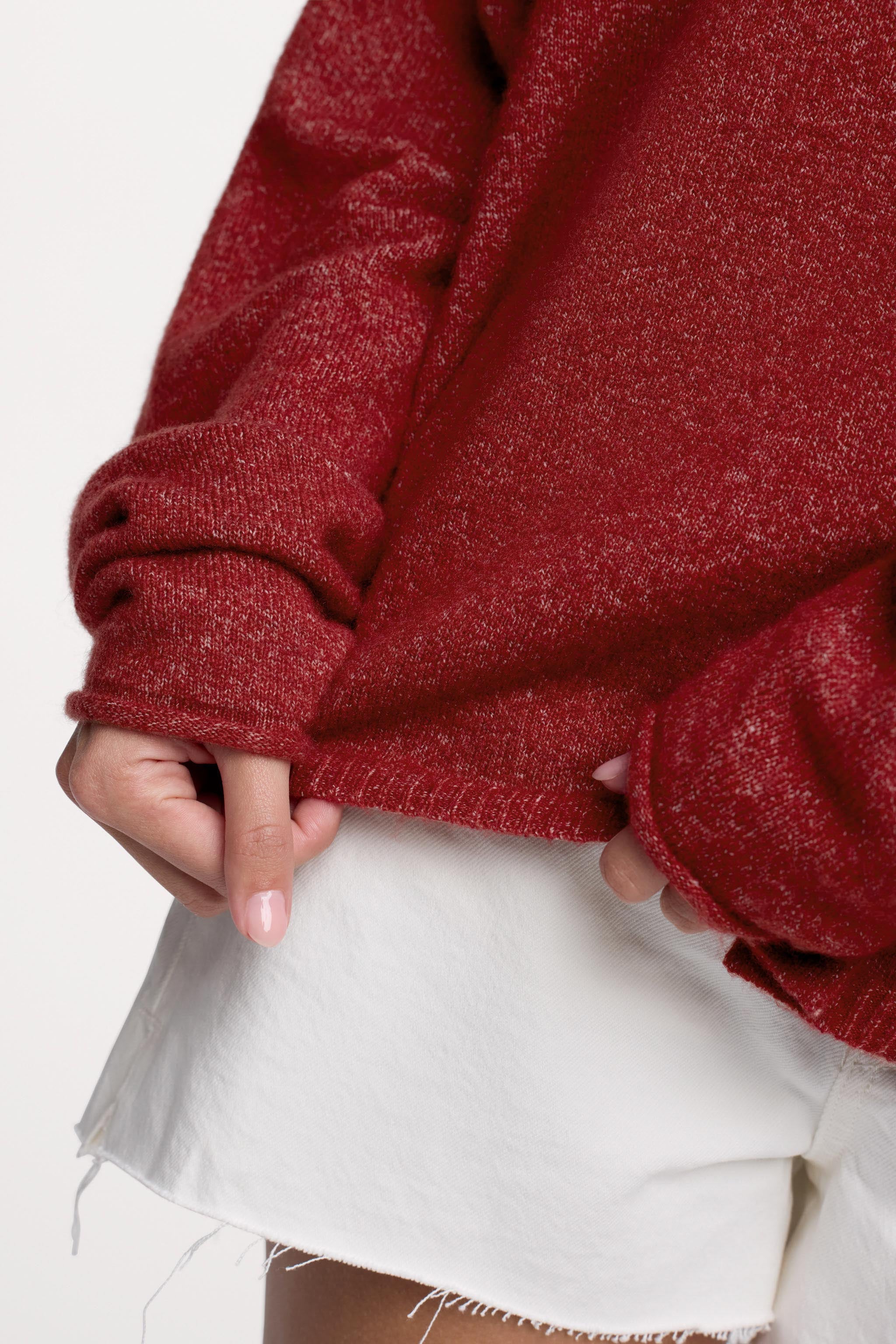 Cozy Knit Boxy Cardigan | Heather Scarlet
