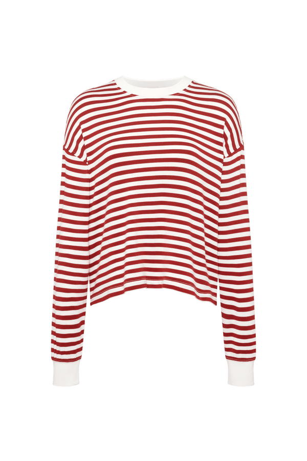 Boyfriend Stripe Tee | Scarlet White Stripe