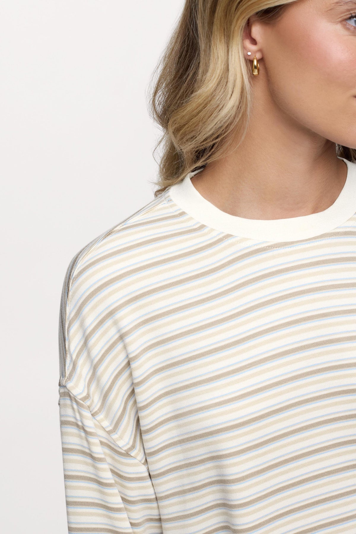Color:Cocoa Sky Stripe | Boyfriend Stripe Tee