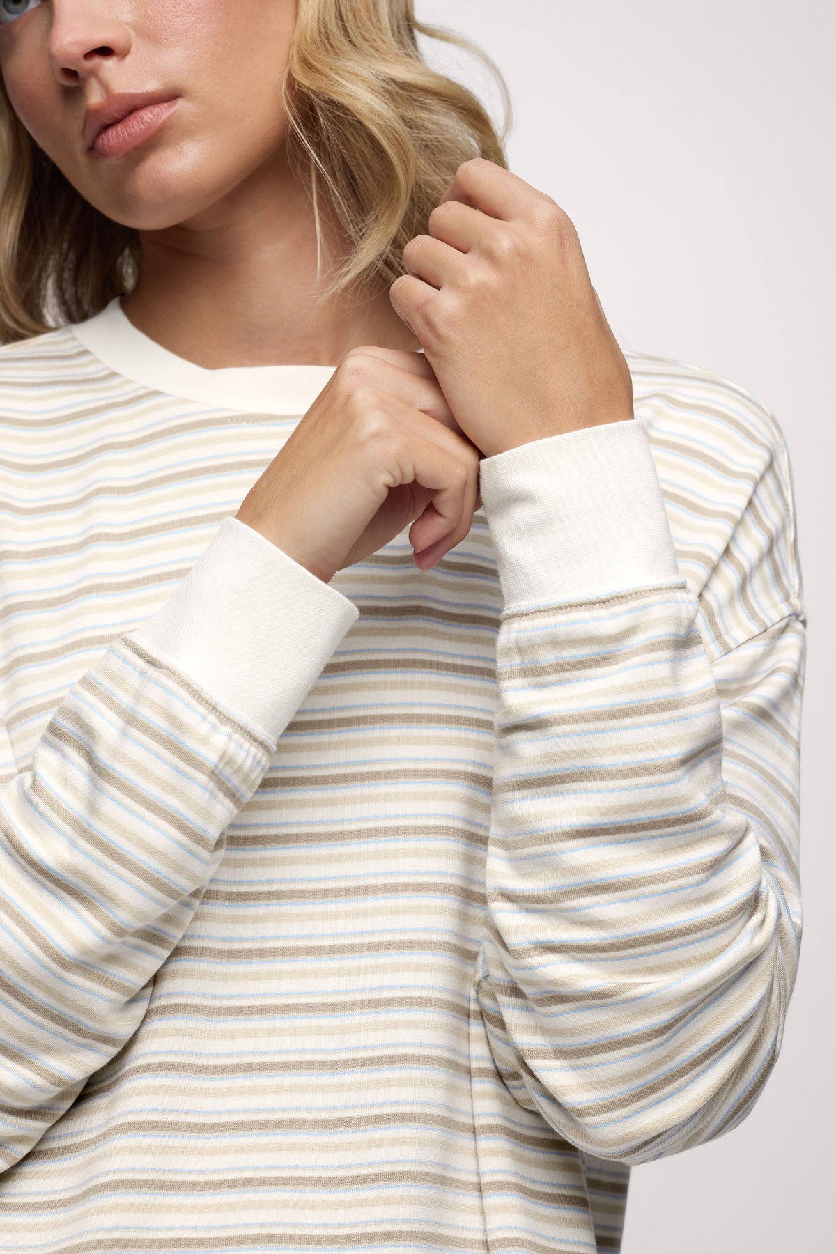 Color:Cocoa Sky Stripe | Boyfriend Stripe Tee