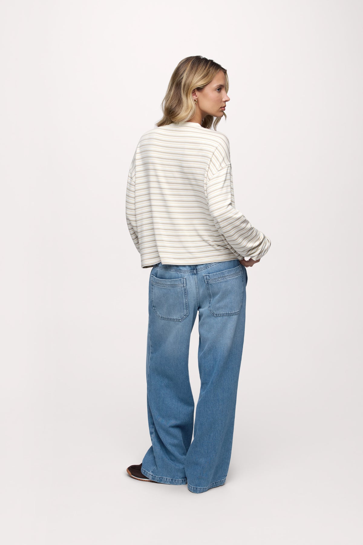 Color:Cocoa Sky Stripe | Boyfriend Stripe Tee