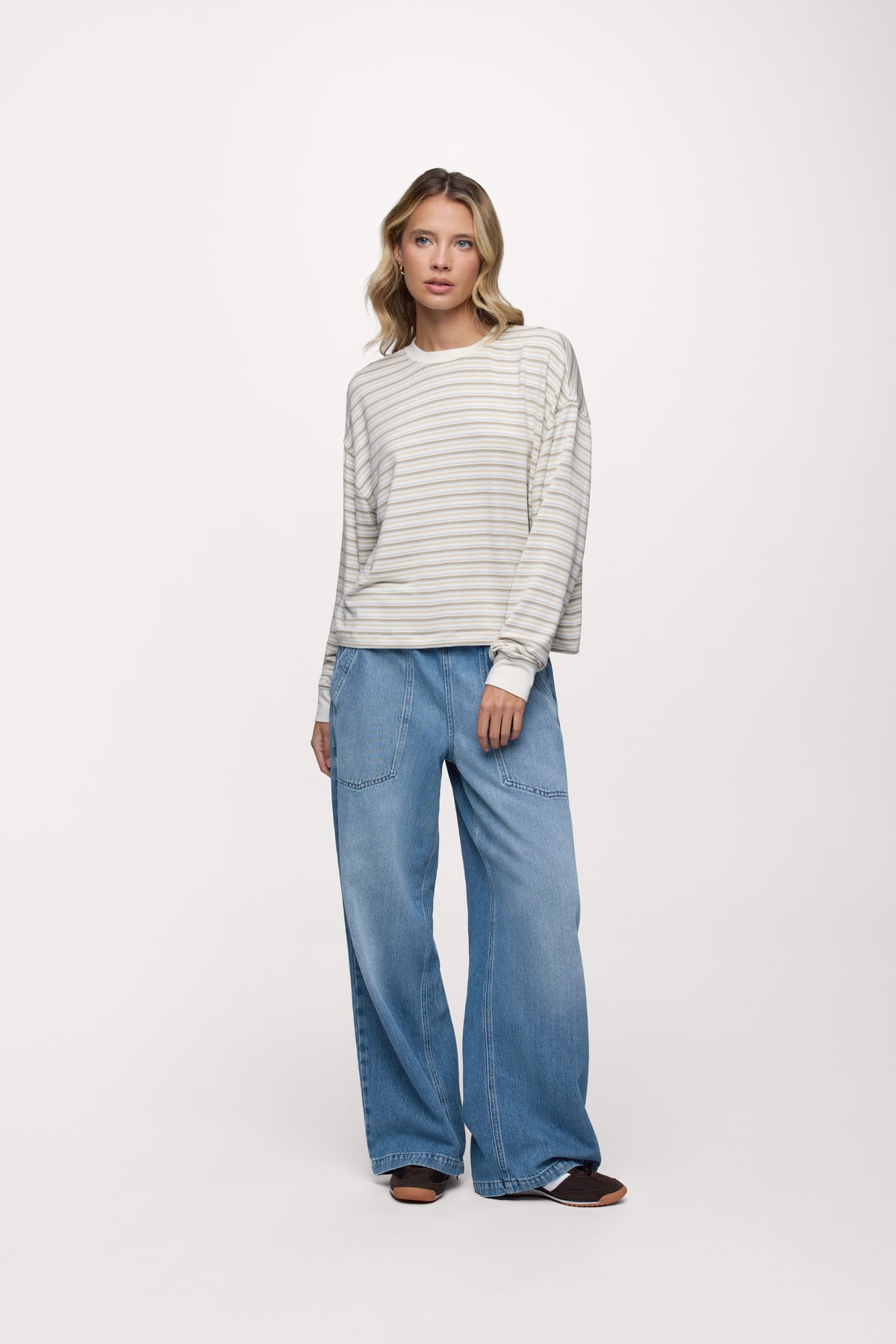 Color:Cocoa Sky Stripe | Boyfriend Stripe Tee