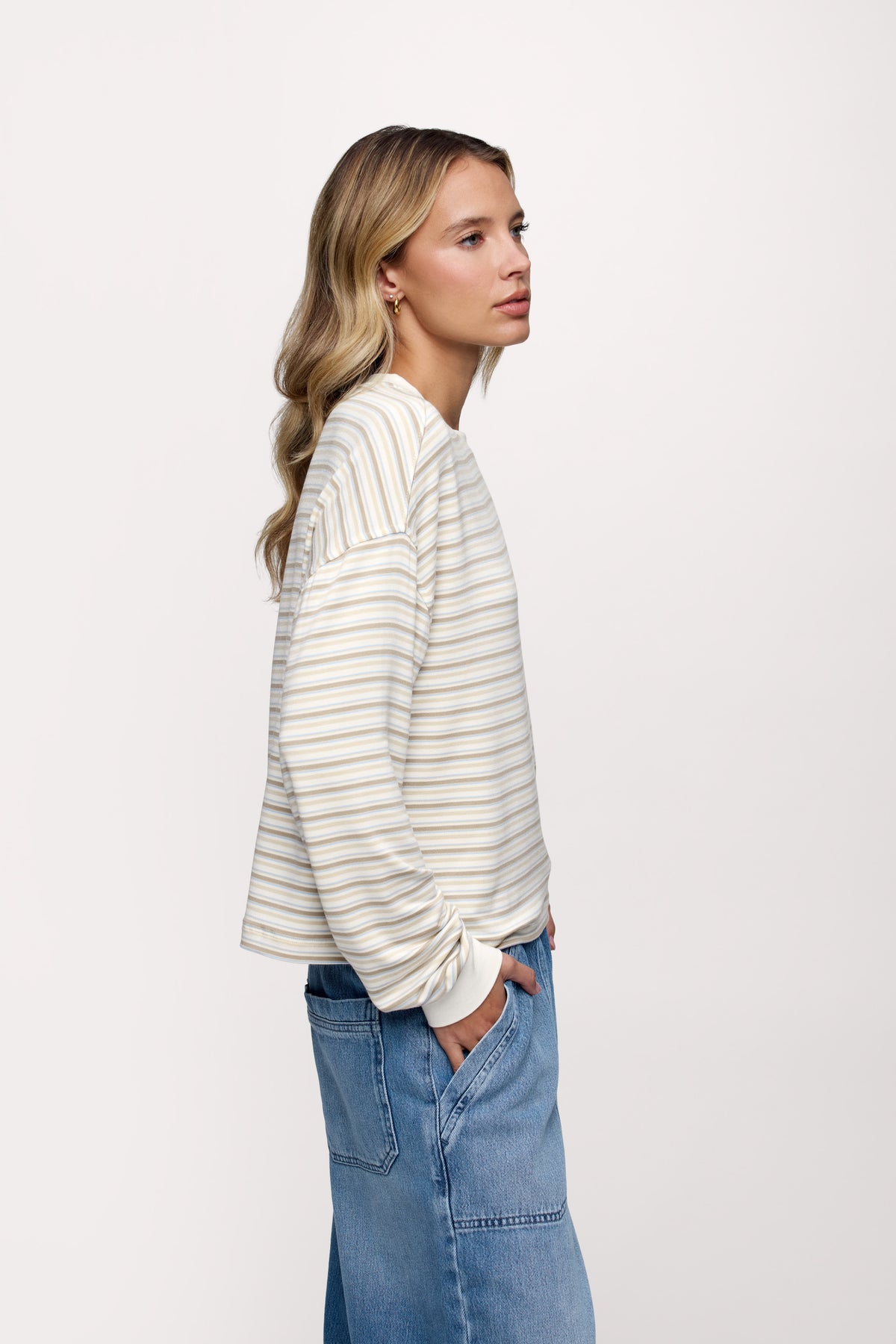 Color:Cocoa Sky Stripe | Boyfriend Stripe Tee