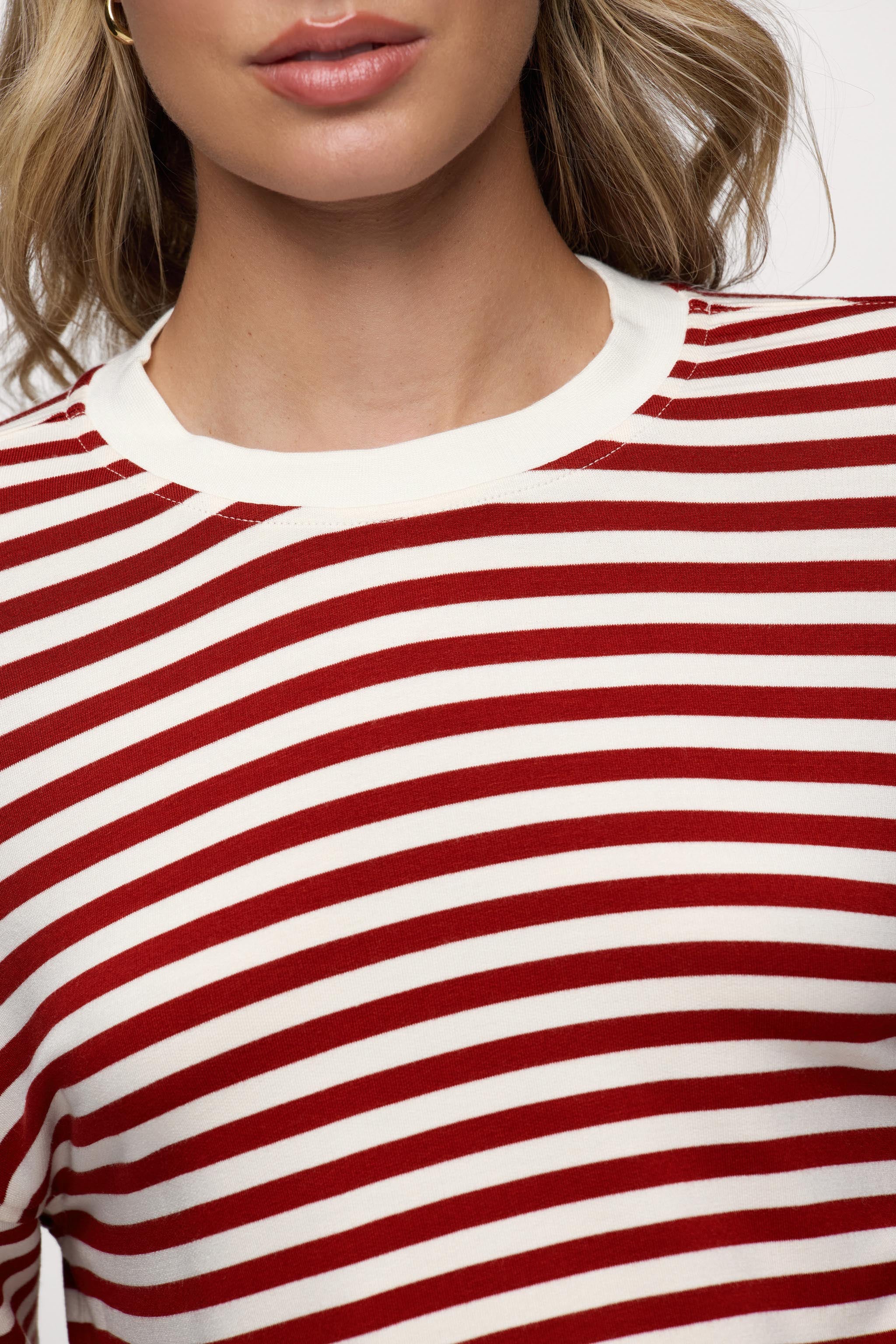 Boyfriend Stripe Tee | Scarlet White Stripe